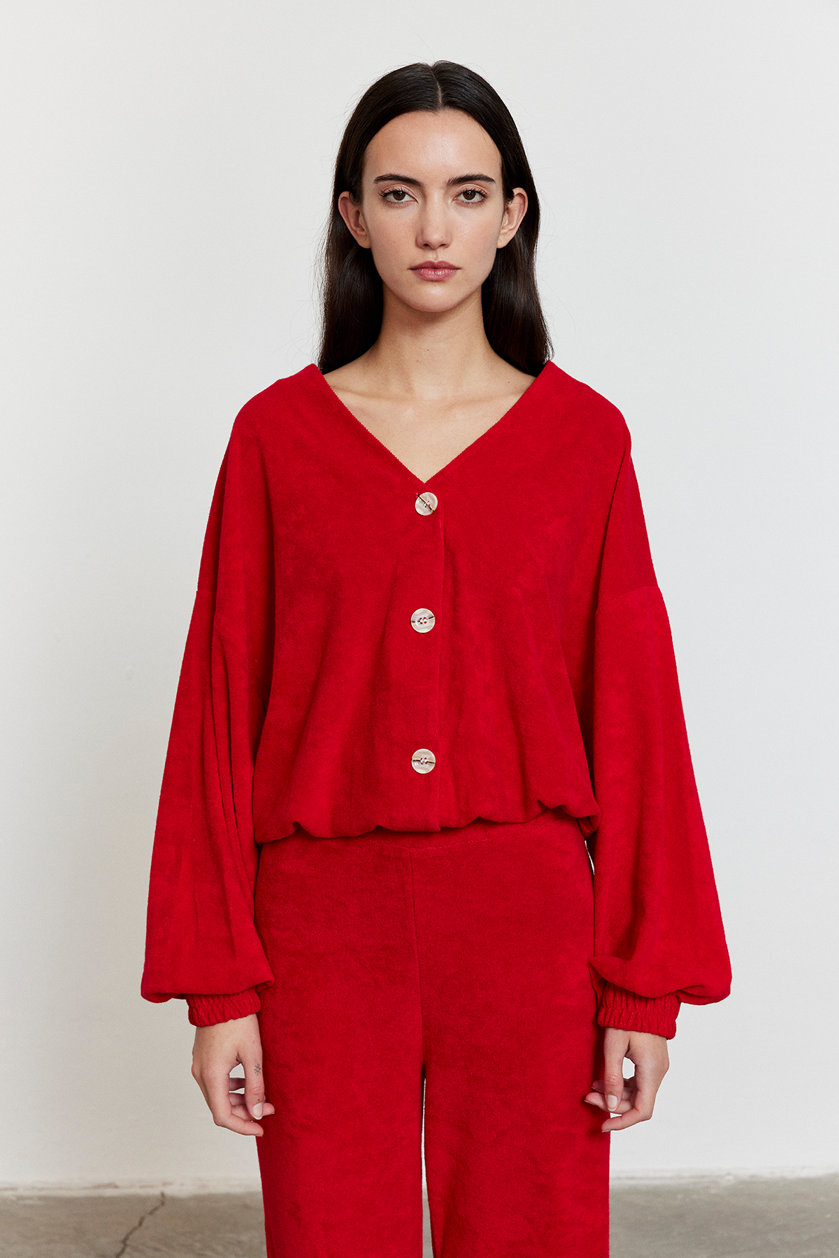 Havlu Kumaş Hırka Kırmızı