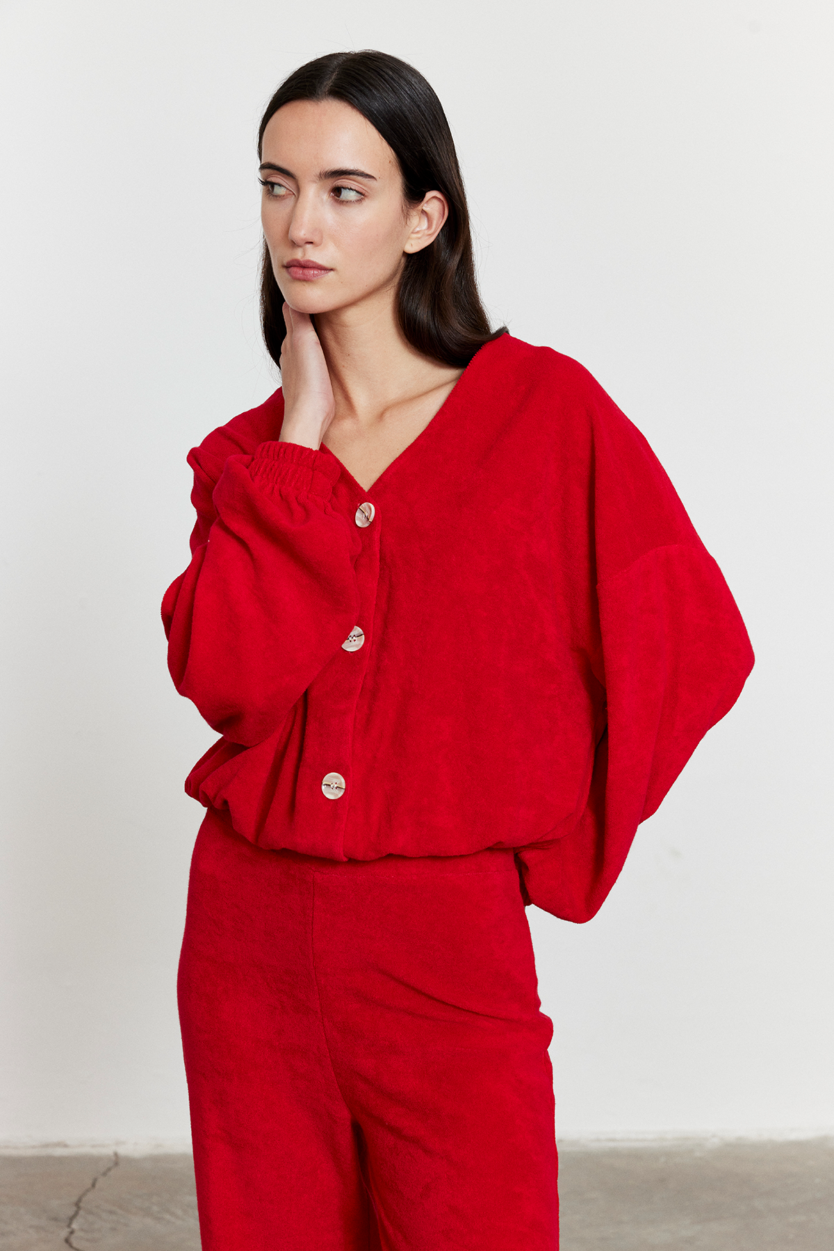 Havlu Kumaş Hırka Kırmızı