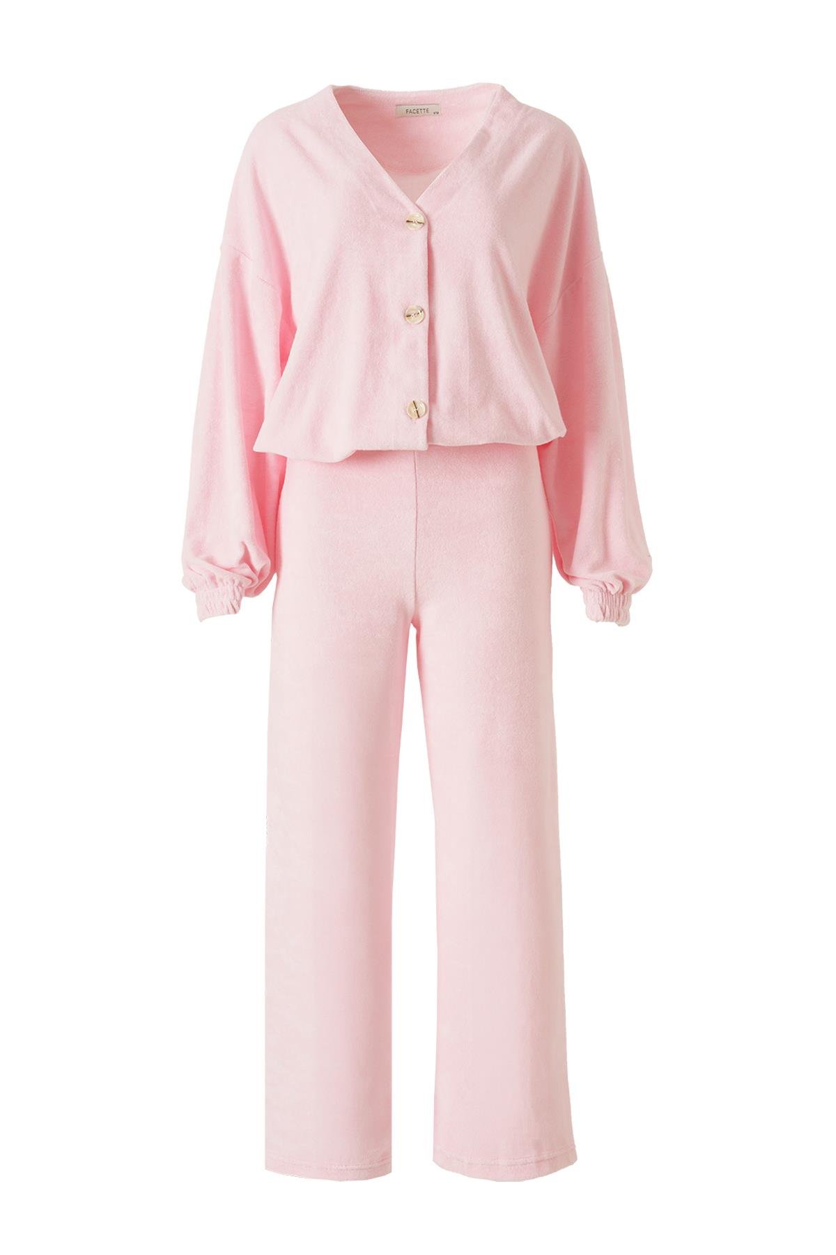 Havlu Kumaş Hırka Pembe