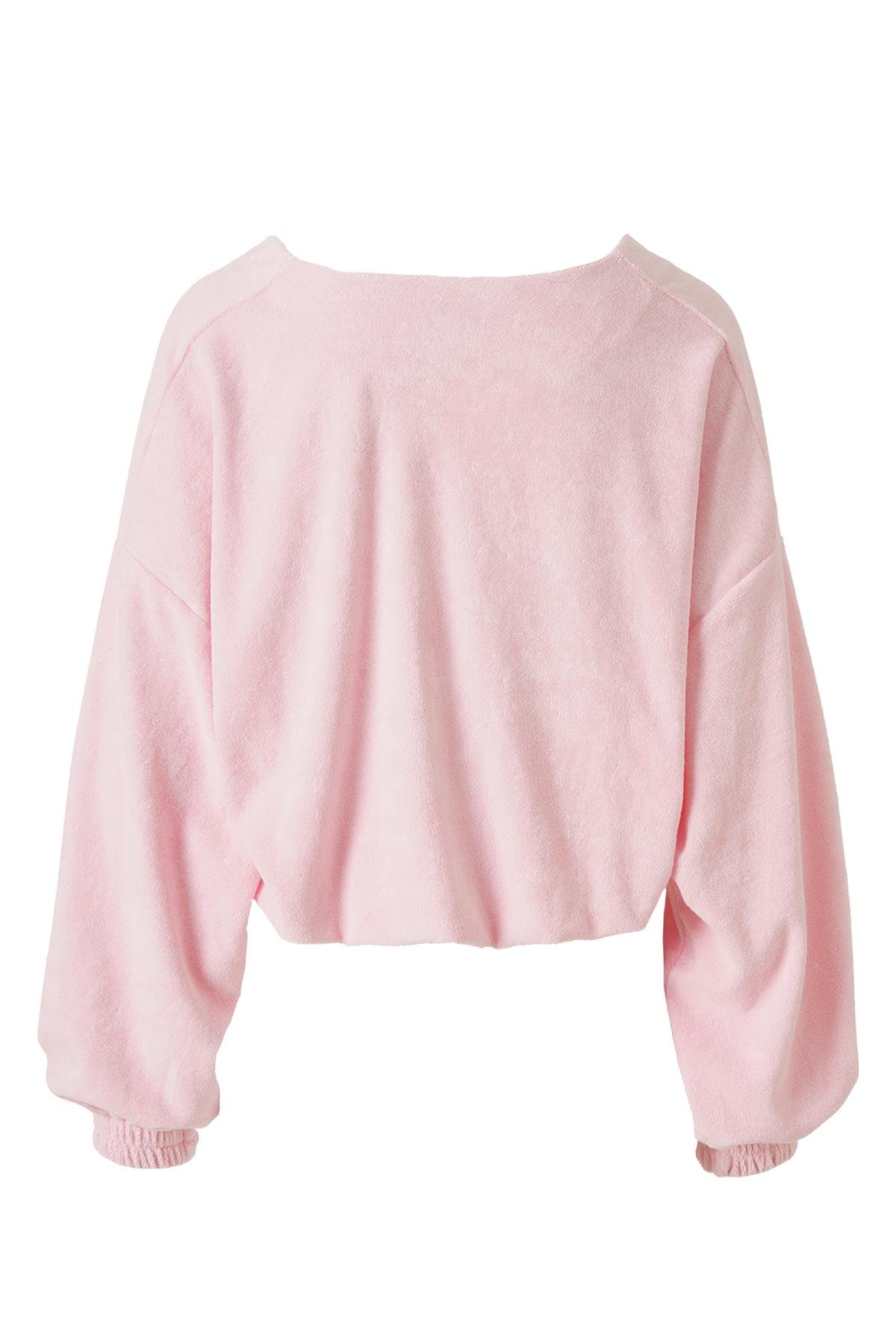 Havlu Kumaş Hırka Pembe