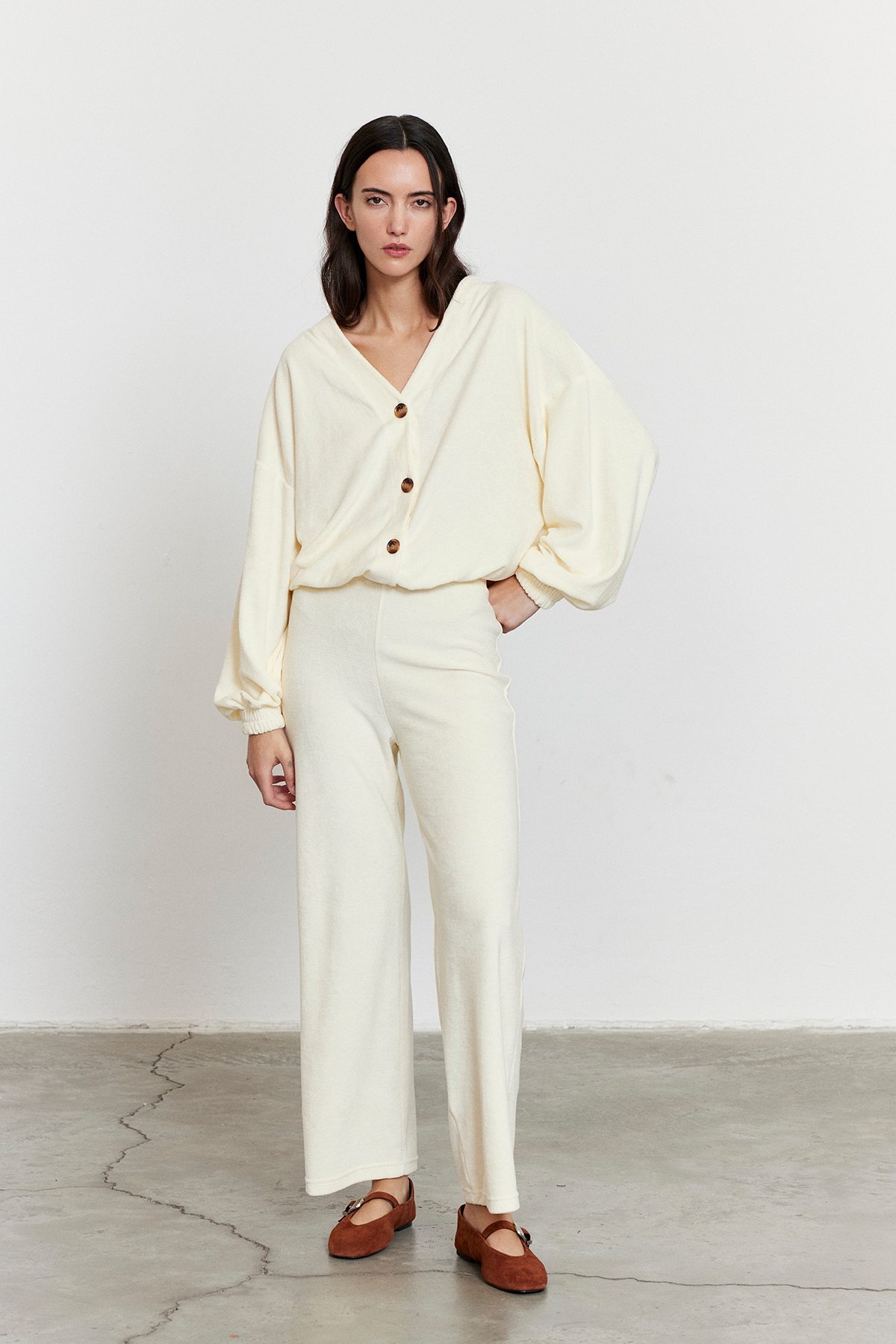 Havlu Kumaş Pantolon Bej