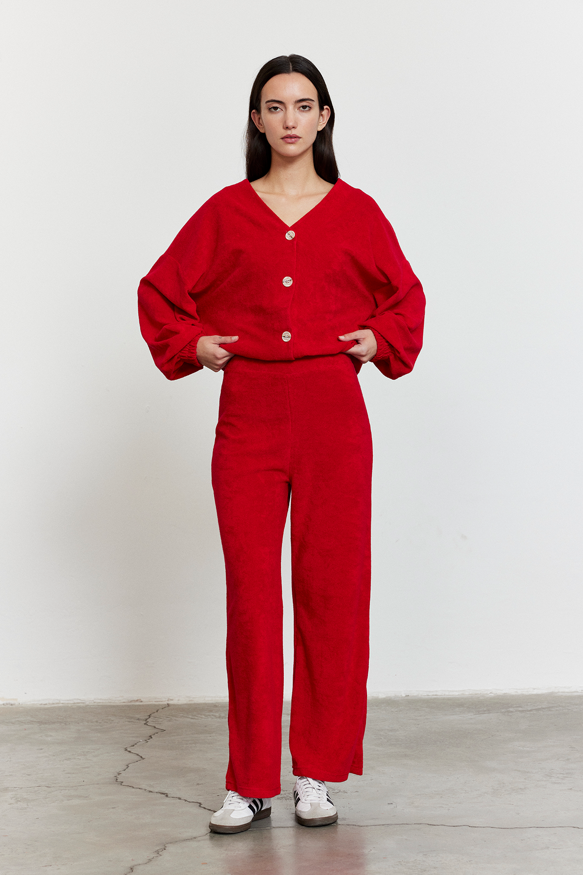 Havlu Kumaş Pantolon Kırmızı