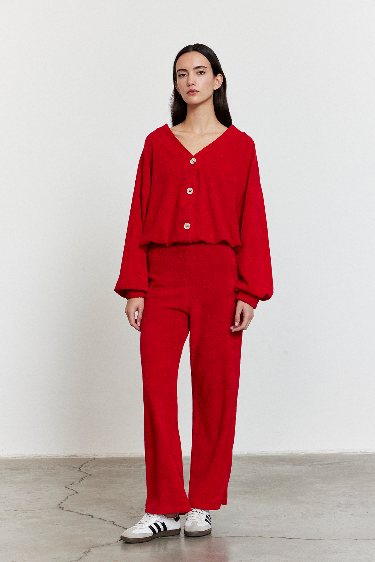 Havlu Kumaş Pantolon Kırmızı