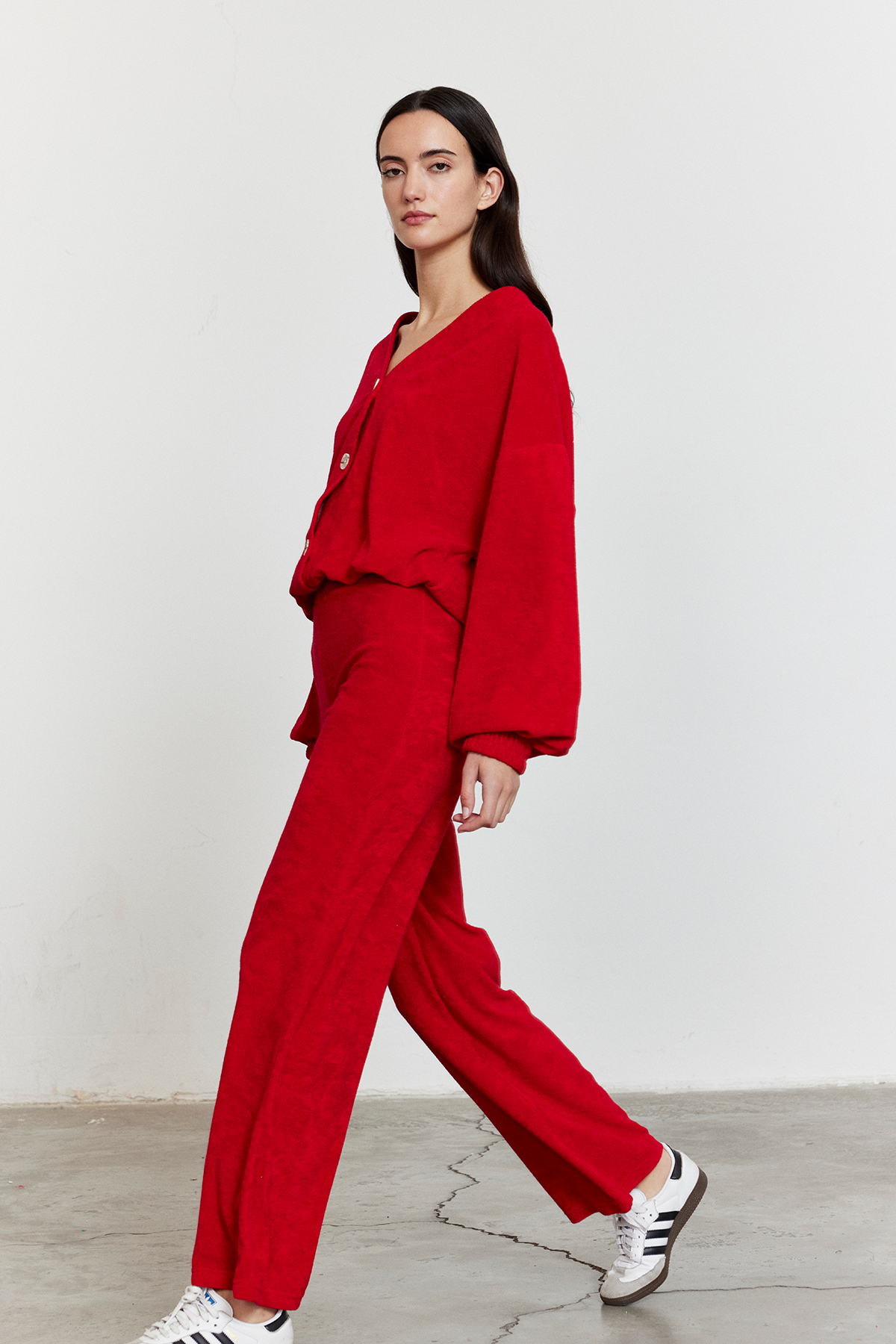 Havlu Kumaş Pantolon Kırmızı