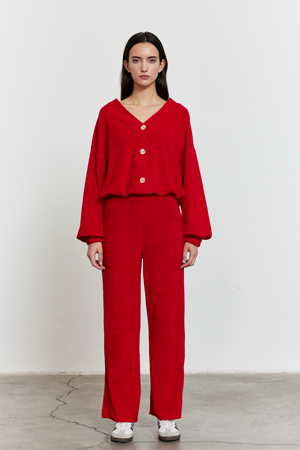 Havlu Kumaş Pantolon Kırmızı