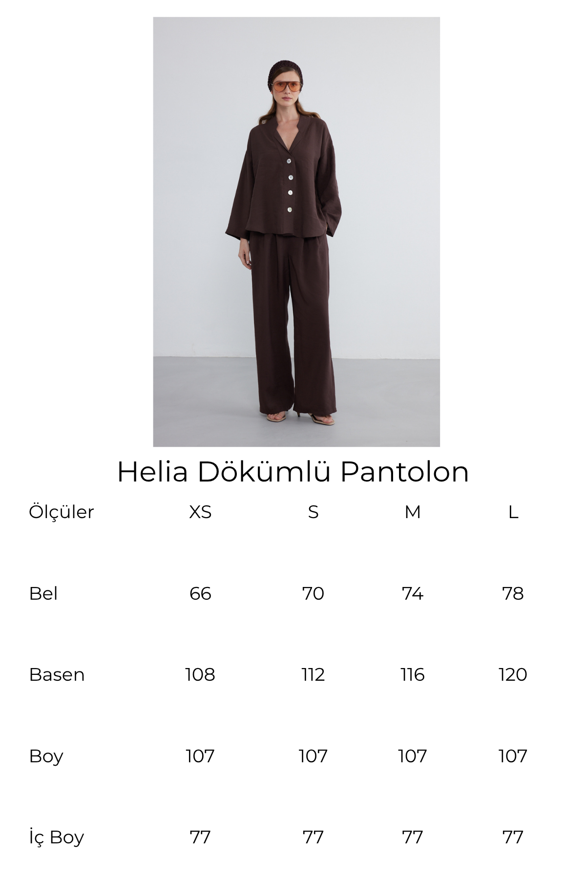 Helia Dökümlü Pantolon Acı Kahve