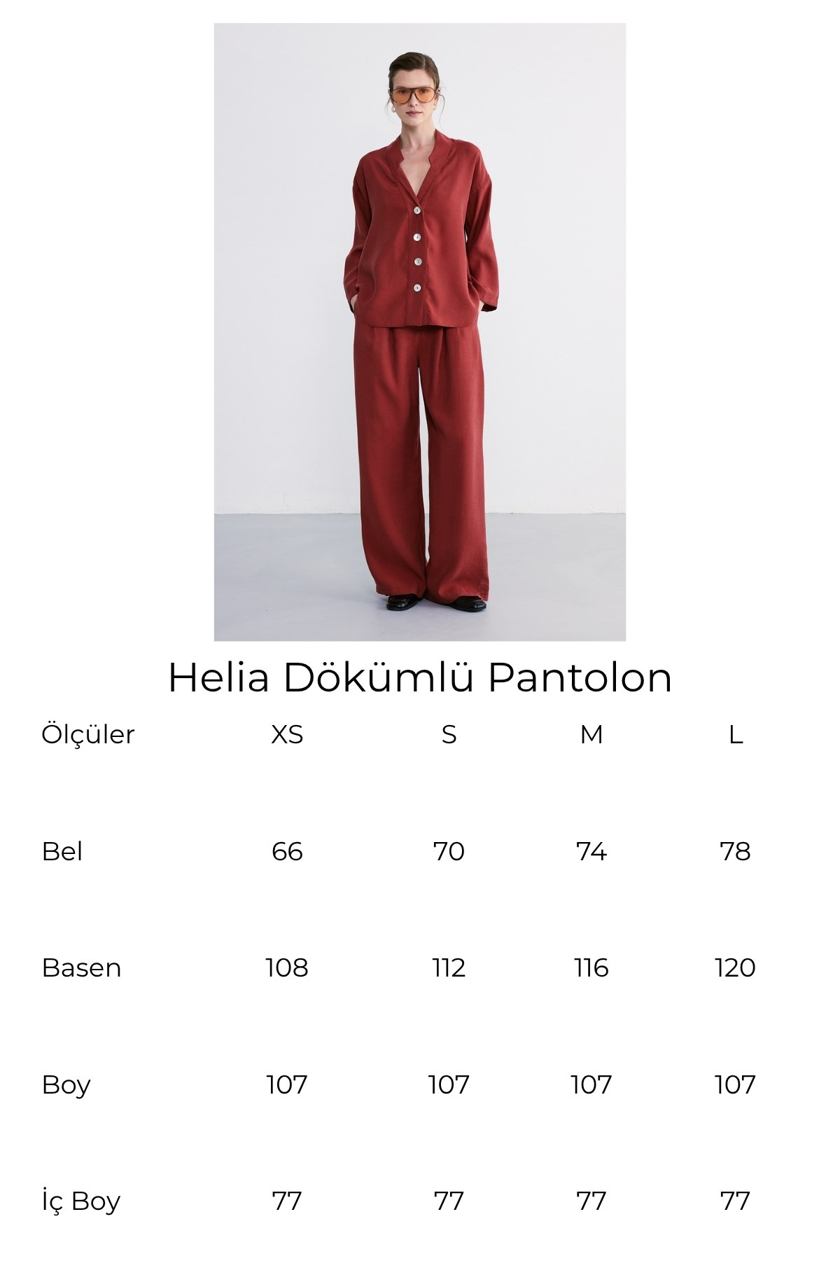 Helia Dökümlü Pantolon Kiremit