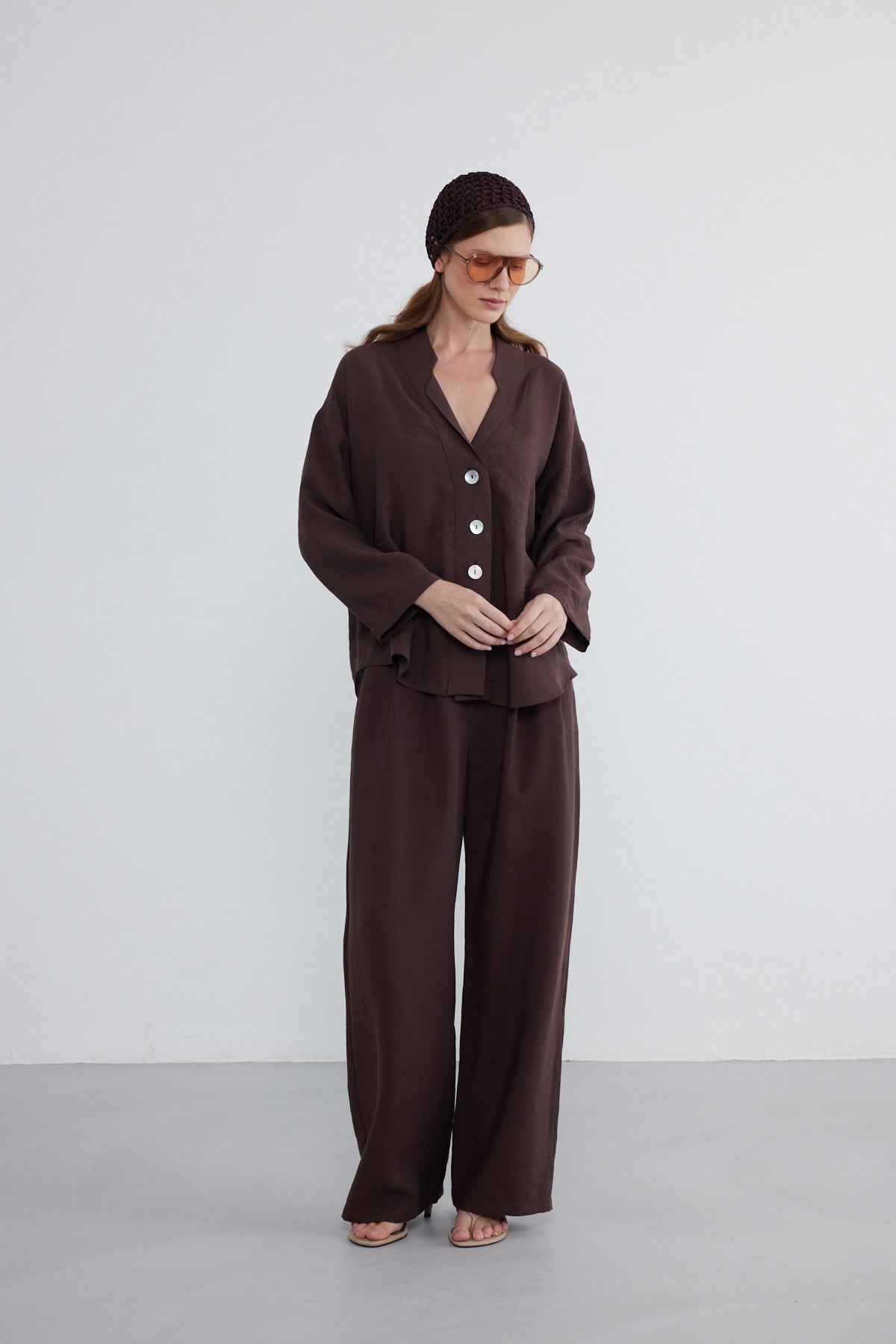 Helia Oversize Gömlek Acı Kahve