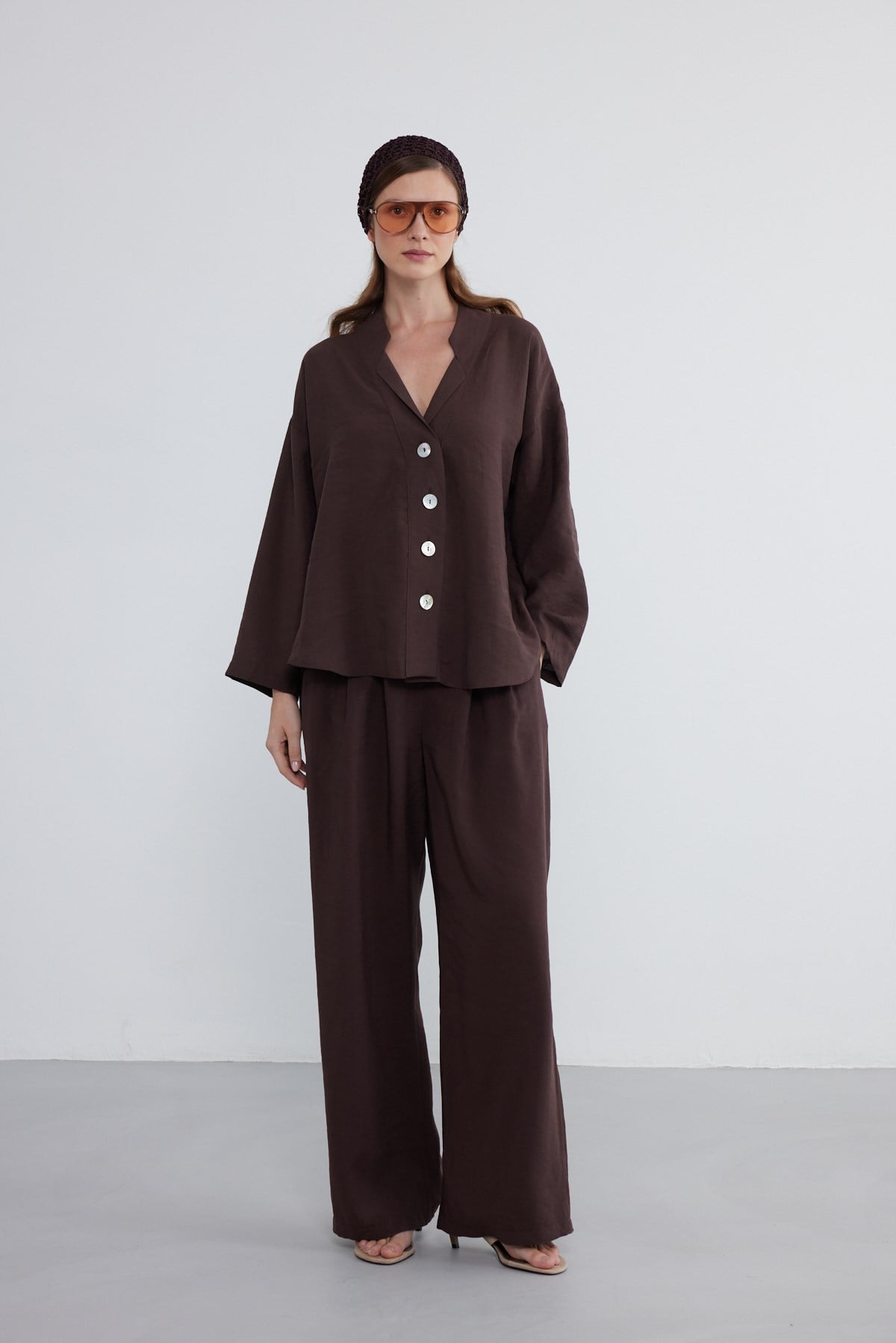 Helia Oversize Gömlek Acı Kahve