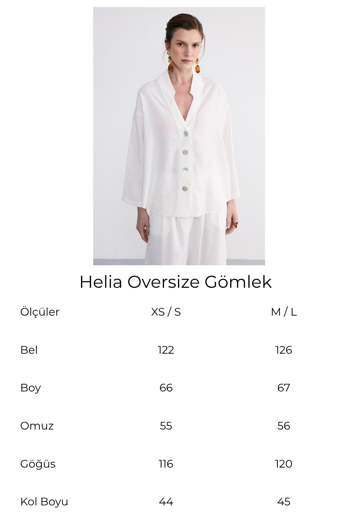 Helia Oversize Gömlek Ekru