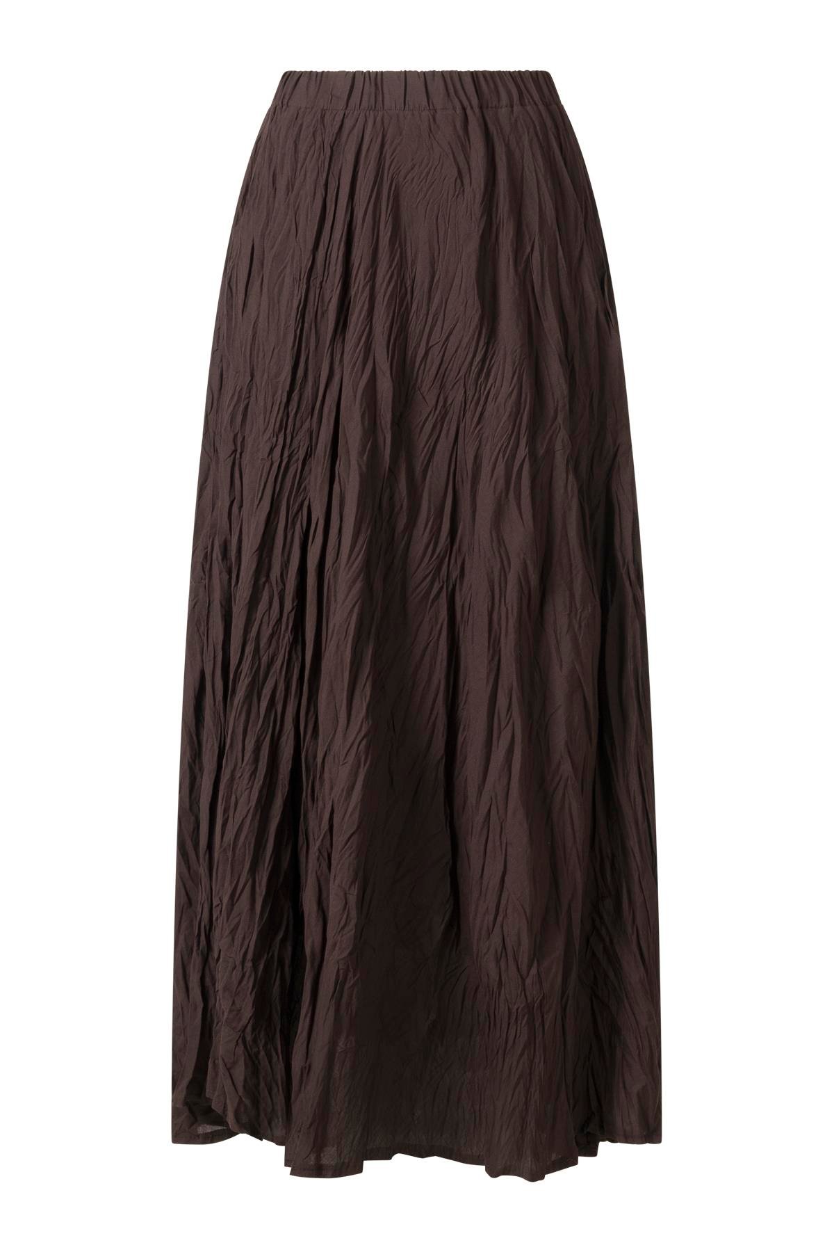 Kahverengi Beli Lastikli Midi Etek KAHVERENGİ