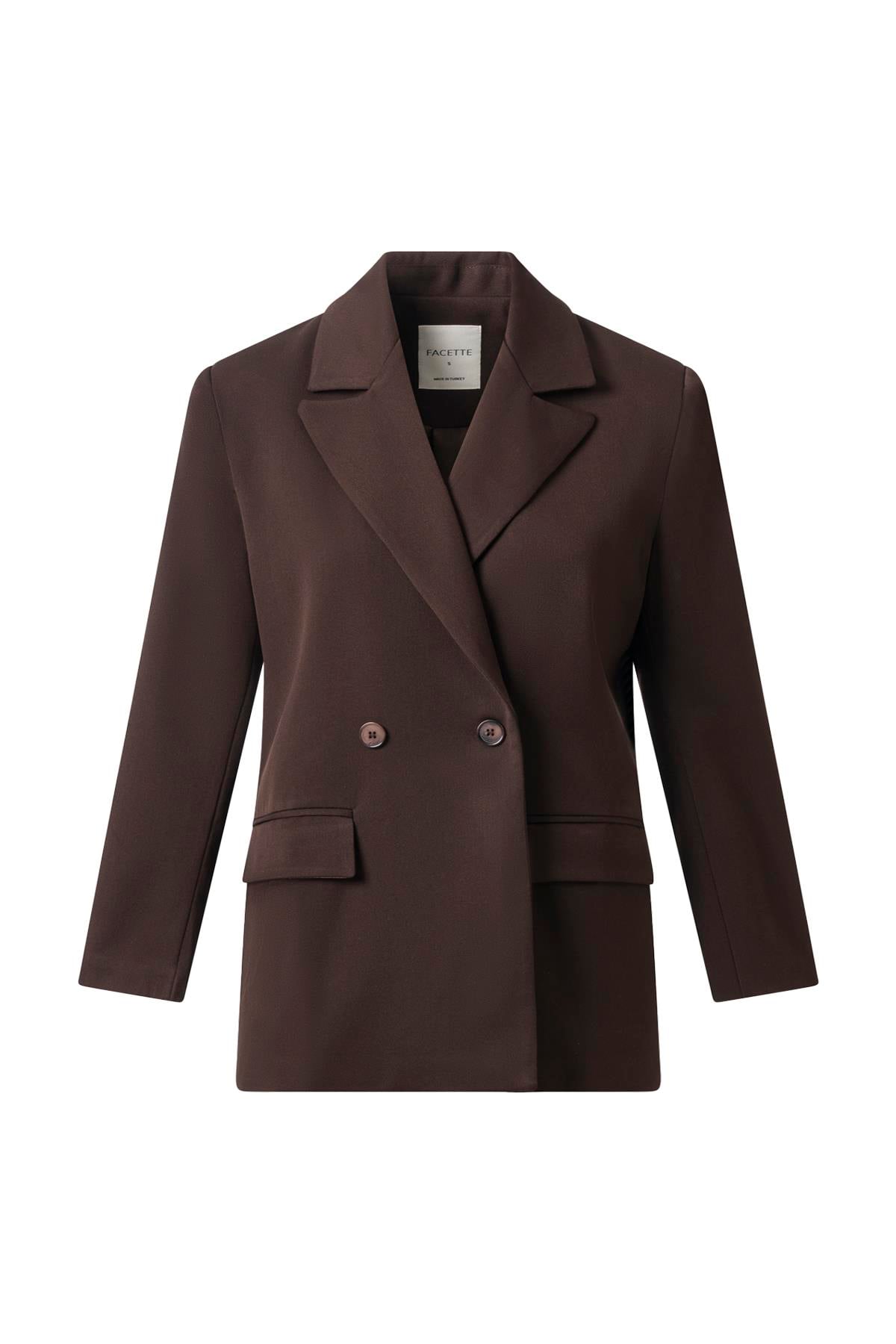 Kahverengi Düğmeli Blazer Ceket KAHVERENGİ