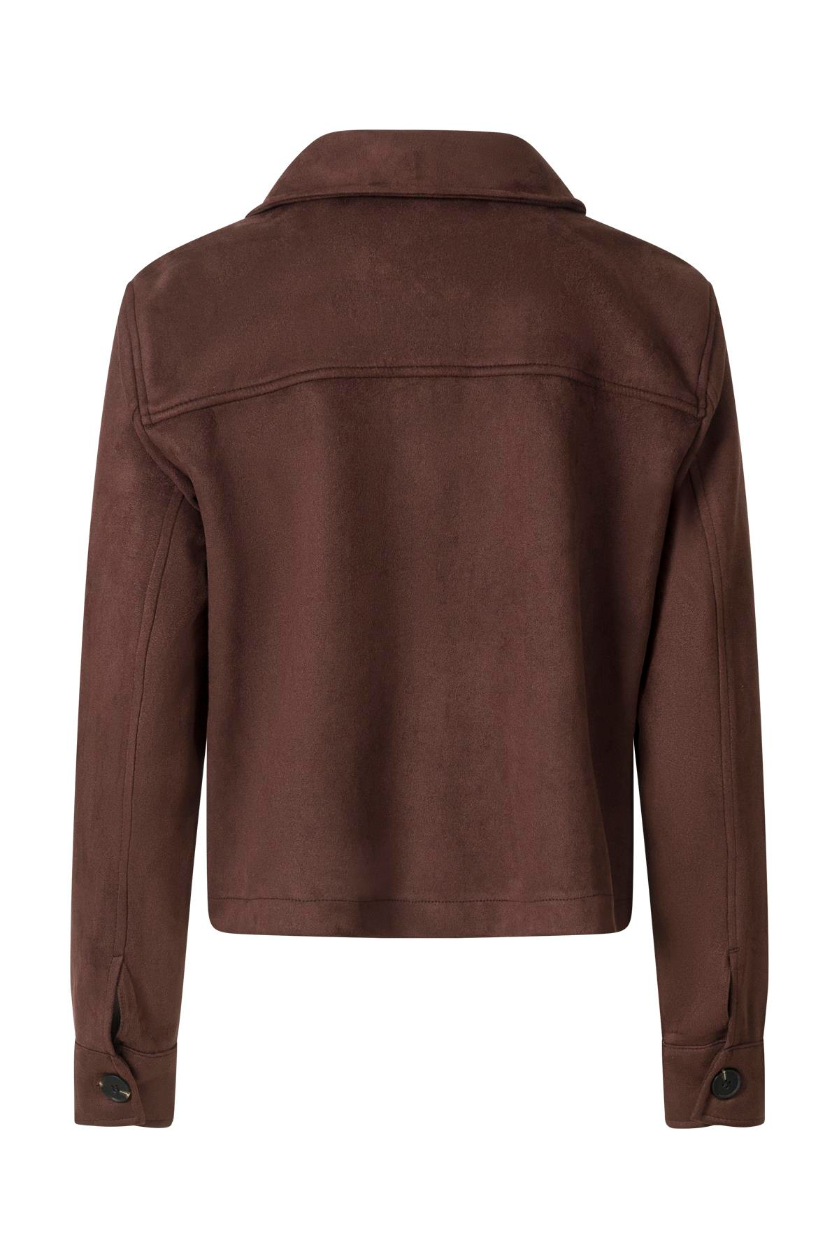 Kahverengi Düğmeli Kısa Nubuk Ceket KAHVERENGİ