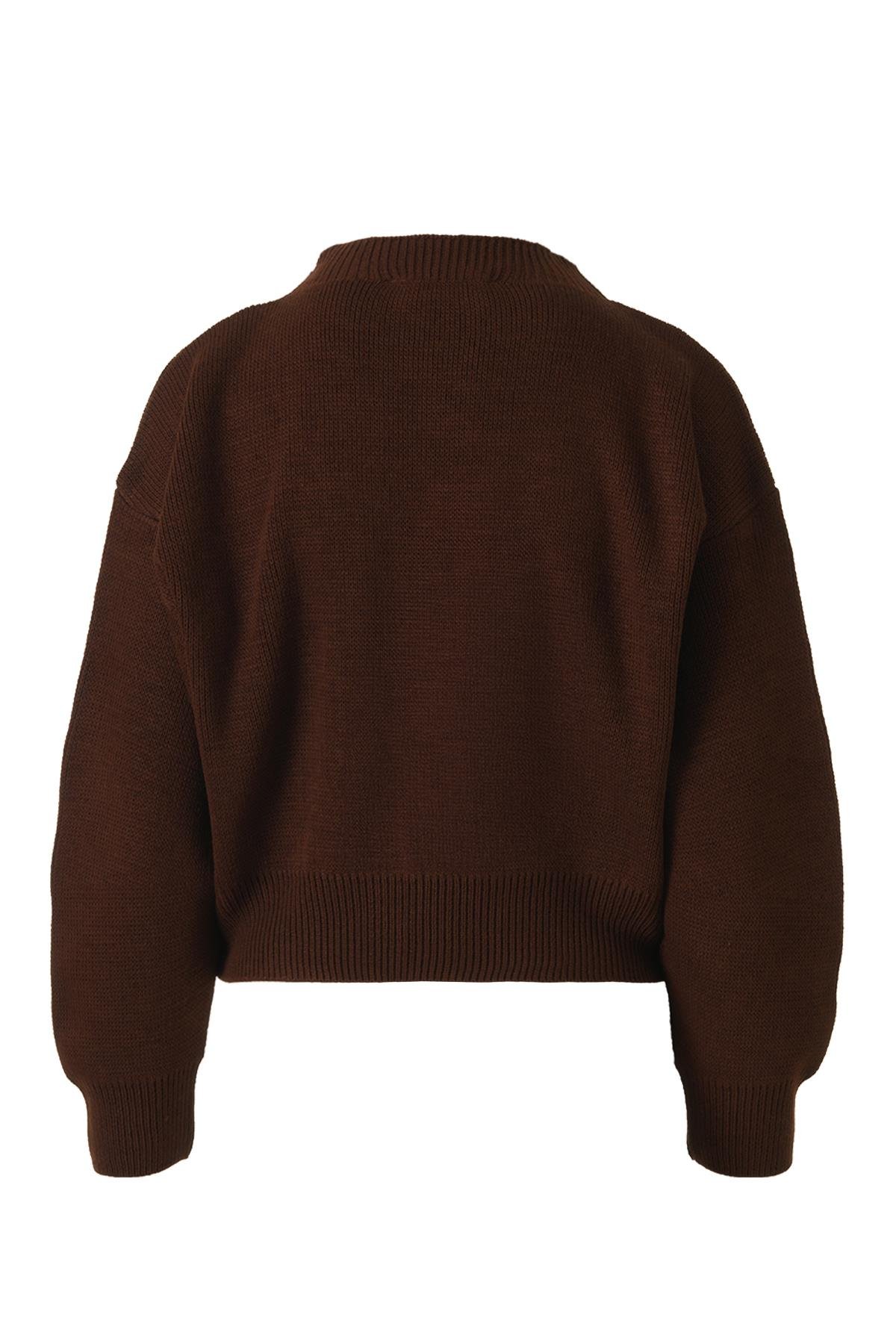 Kalın Triko Kazak Acı Kahve