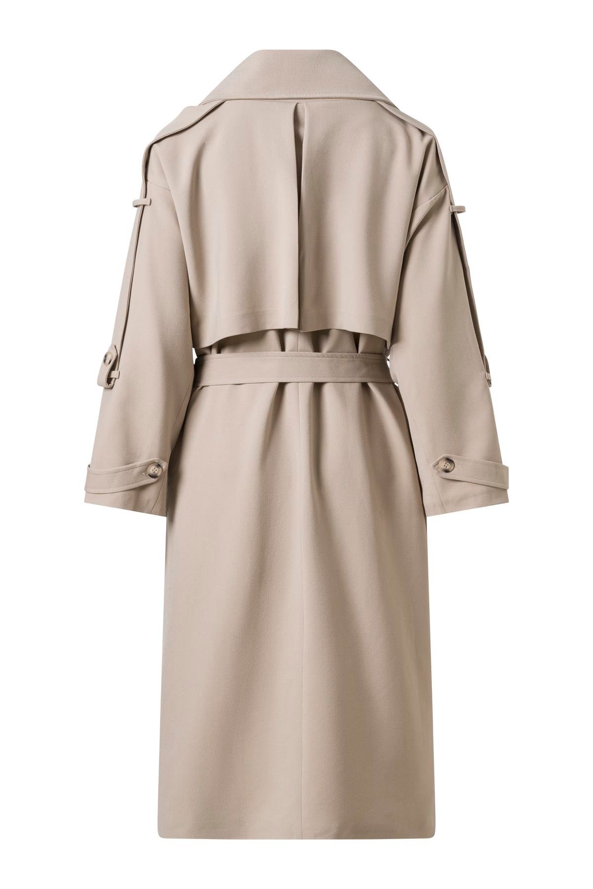 Kol Apoletli Rüzgarlıklı Oversize Trençkot Bej