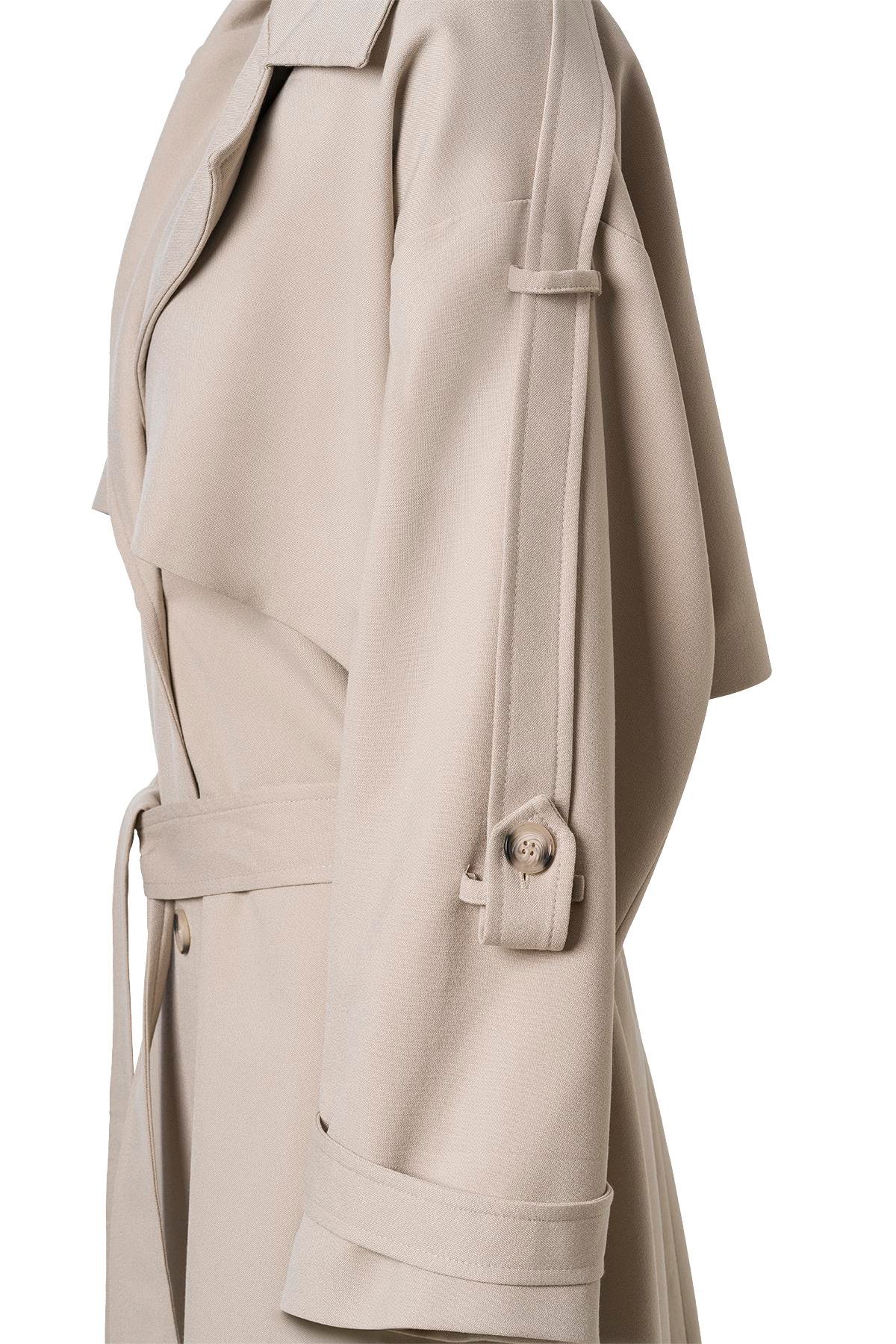 Kol Apoletli Rüzgarlıklı Oversize Trençkot Bej