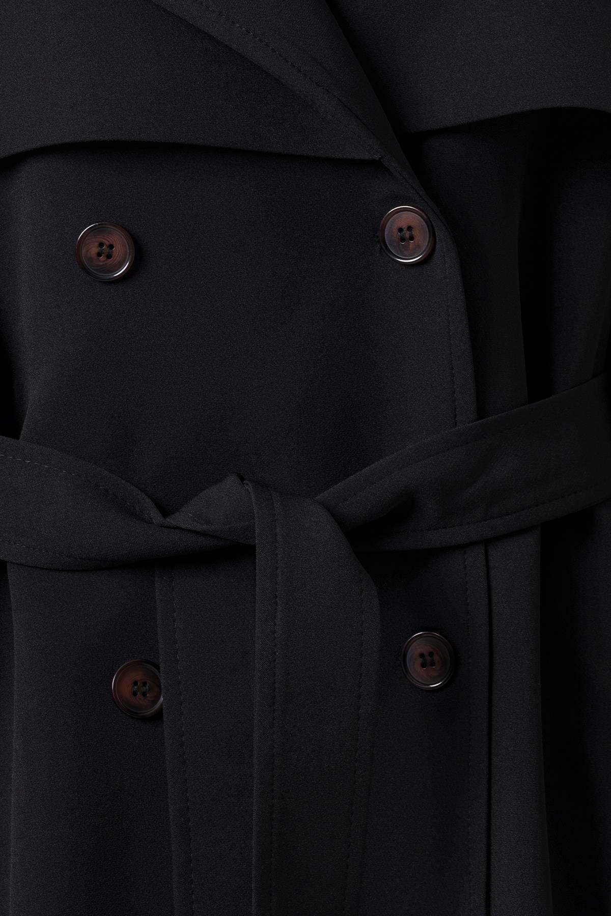 Kol Apoletli Rüzgarlıklı Oversize Trençkot Siyah