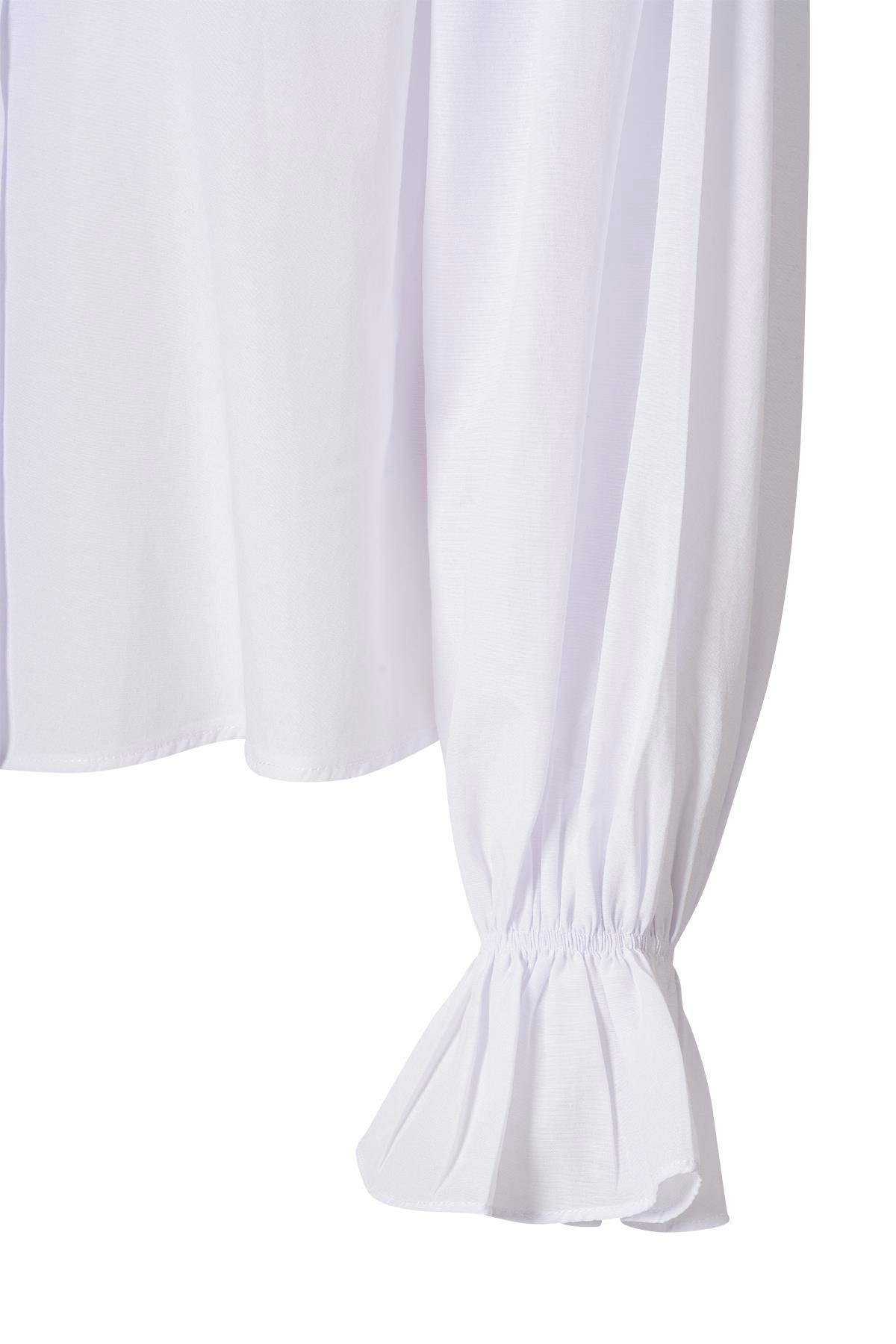 Kolu Volanlı Gömlek Beyaz