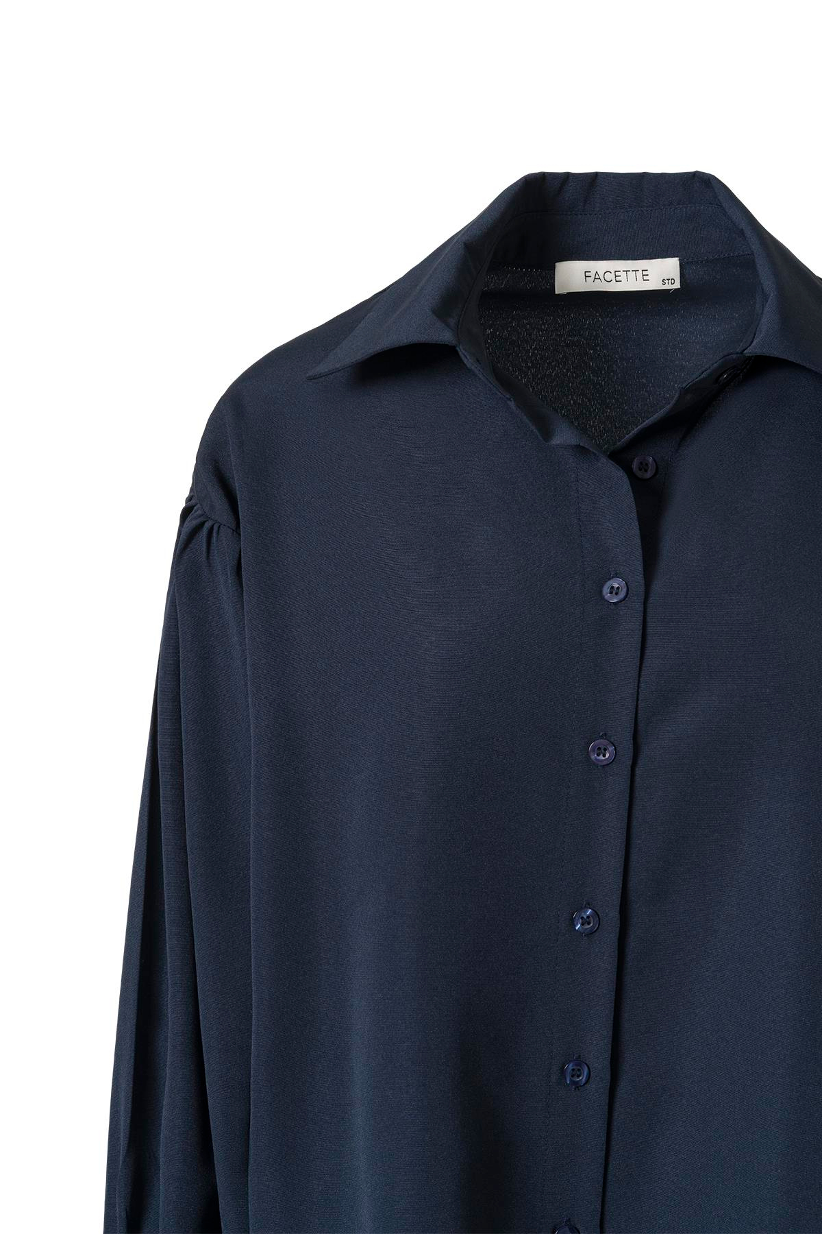 Kolu Volanlı Gömlek Lacivert