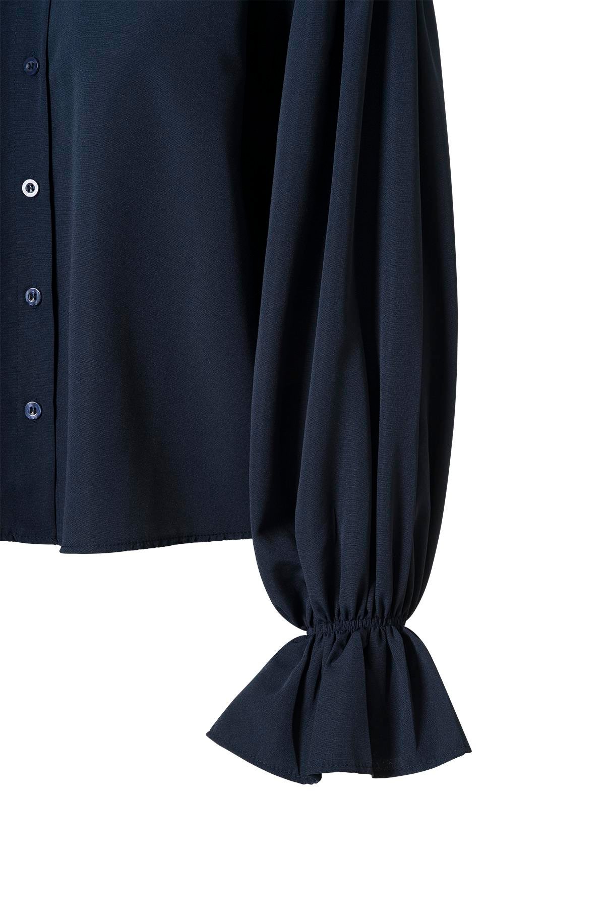 Kolu Volanlı Gömlek Lacivert