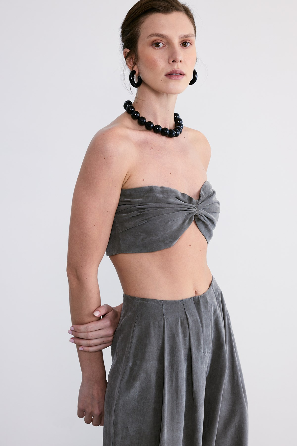 Lace Crop Pantolon Takım Haki