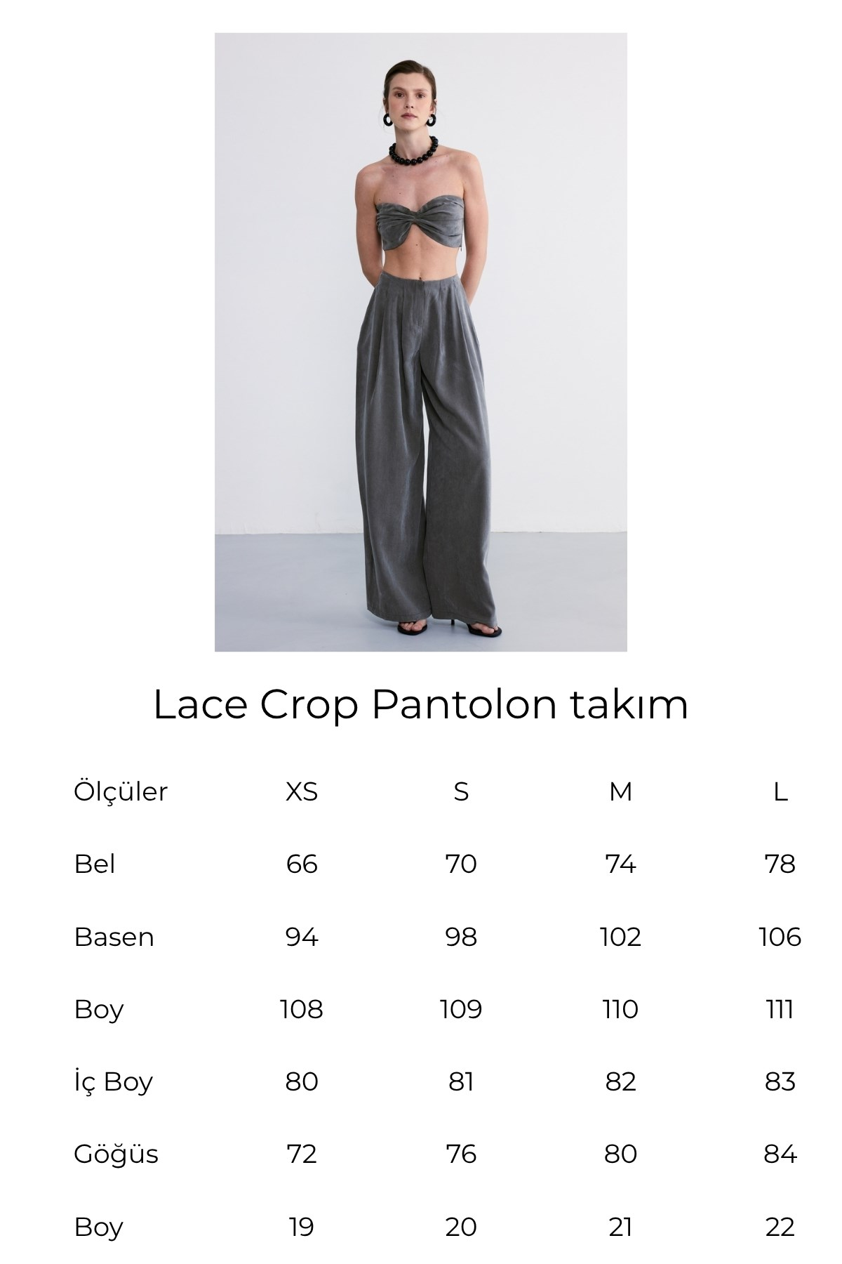 Lace Crop Pantolon Takım Haki