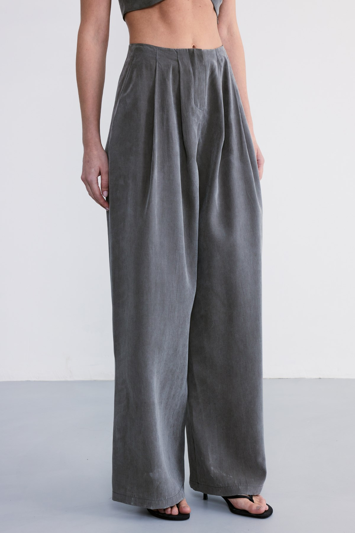 Lace Crop Pantolon Takım Haki