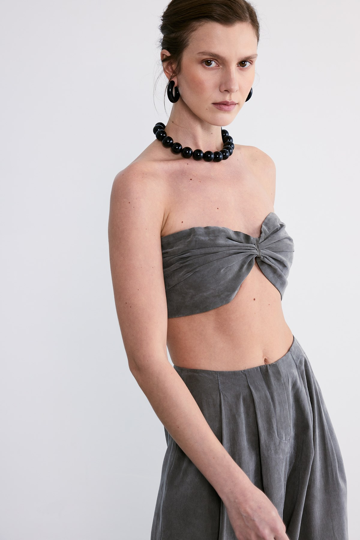 Lace Crop Pantolon Takım Haki