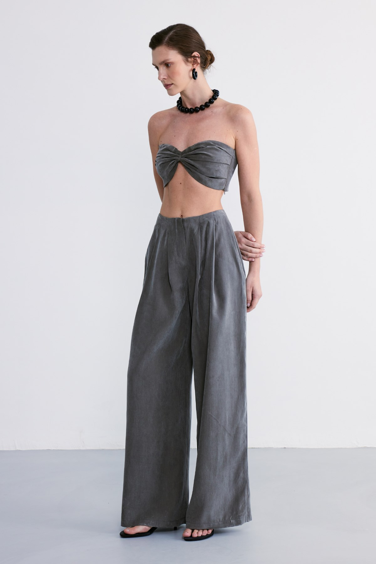 Lace Crop Pantolon Takım Haki