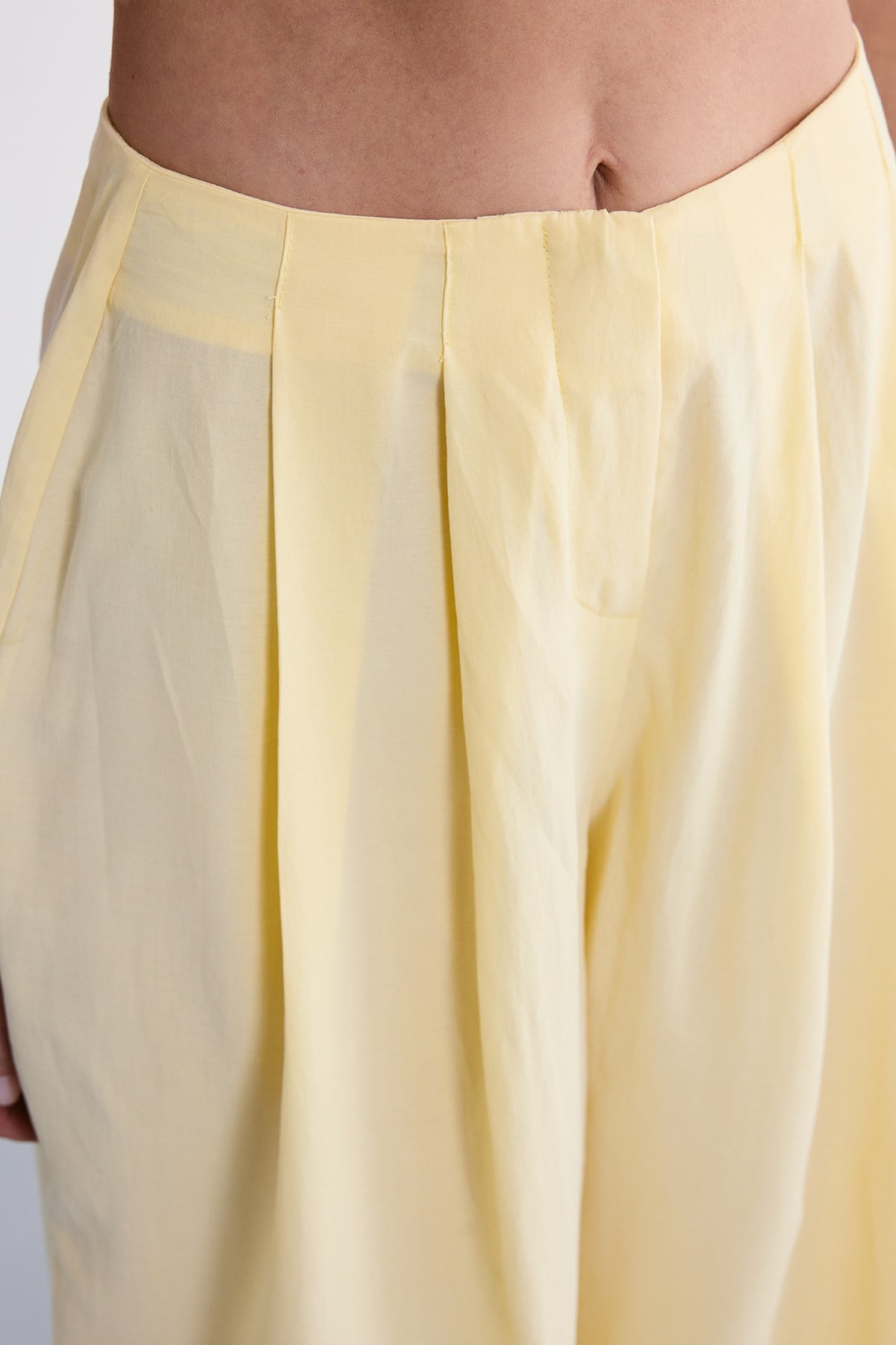 Lace Crop Pantolon Takım Sarı