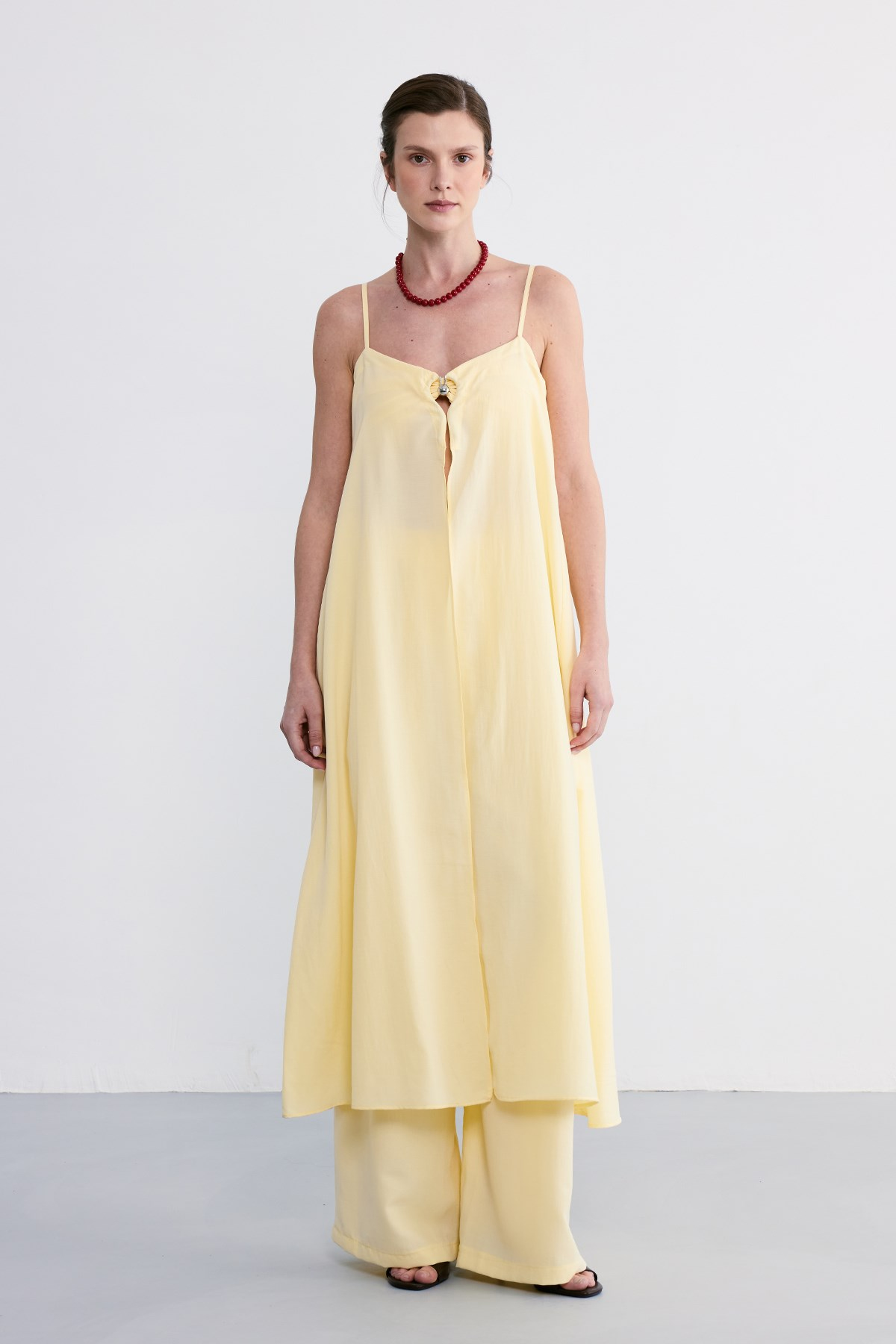 Lace Midi Pelerin Sarı
