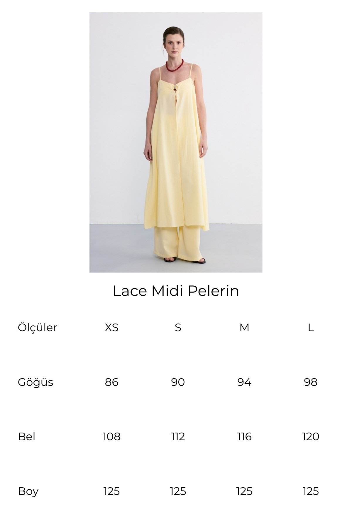 Lace Midi Pelerin Sarı