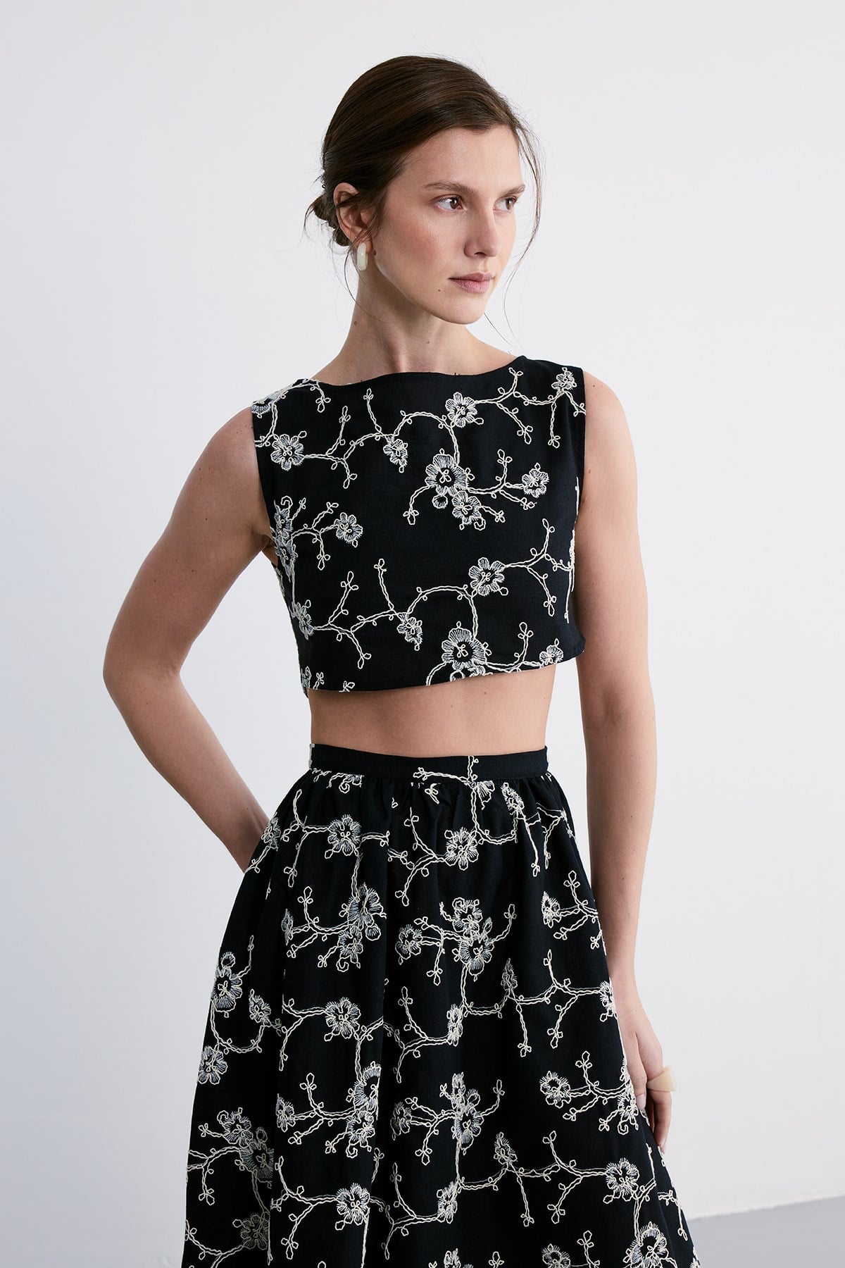 Liora Crop Etek Takım Siyah