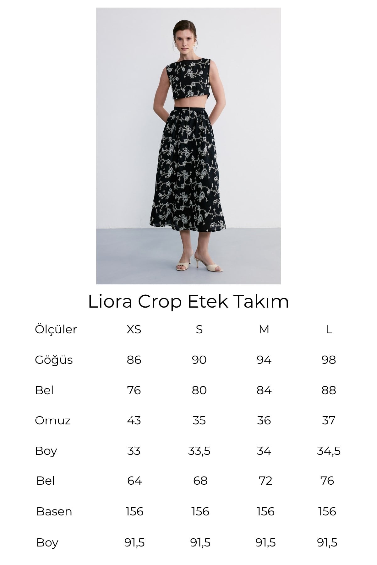 Liora Crop Etek Takım Siyah