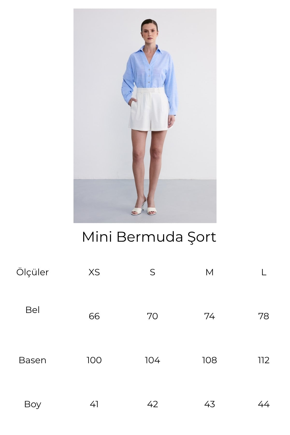 Mini Bermuda Şort Ekru