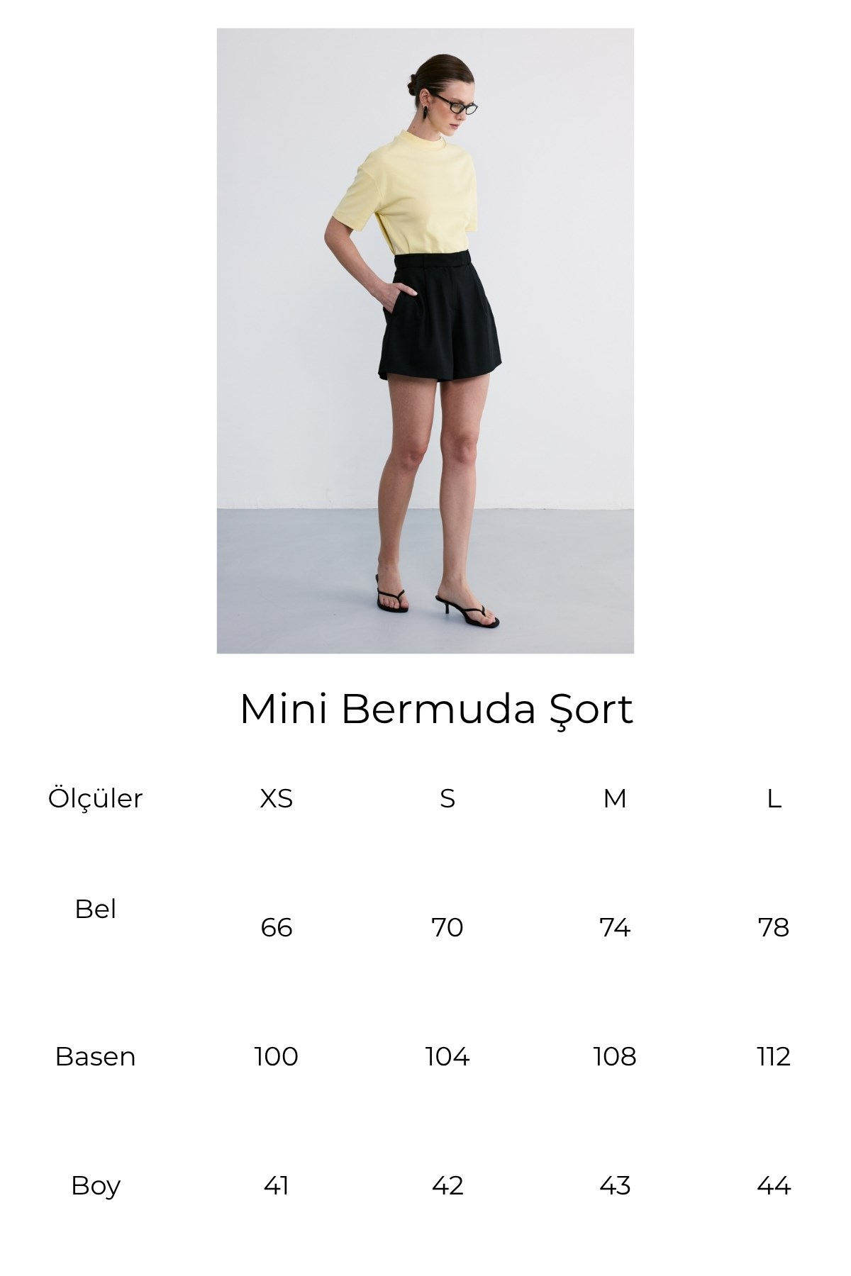 Mini Bermuda Şort Siyah