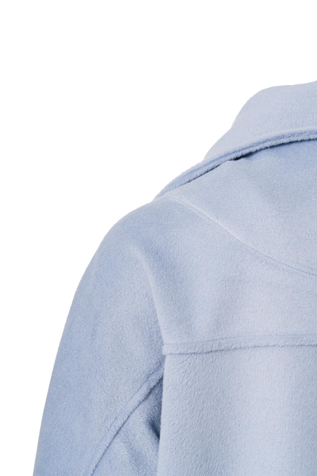 Mirelle Dik Yaka Kaşe Kaban Açık Mavi