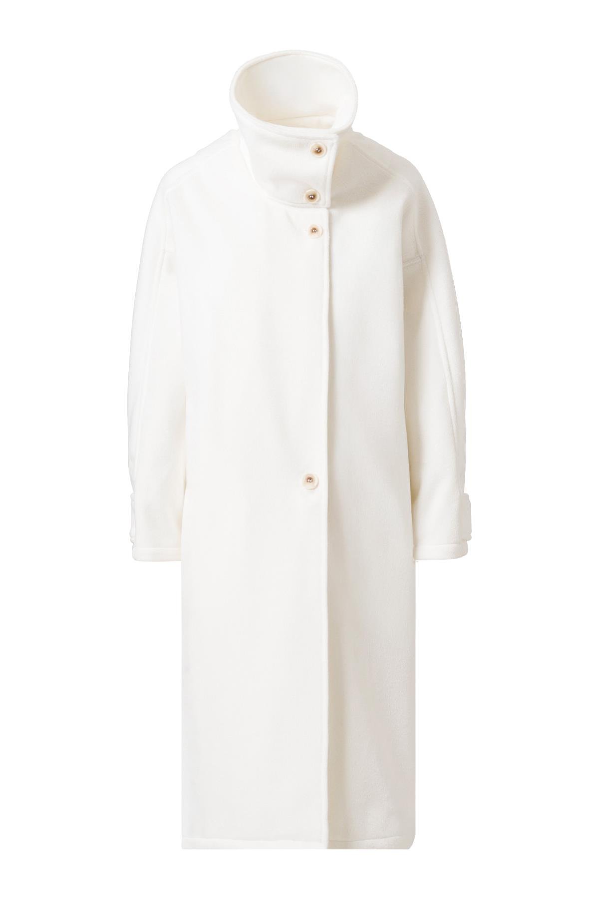 Mirelle Dik Yaka Kaşe Kaban Ekru