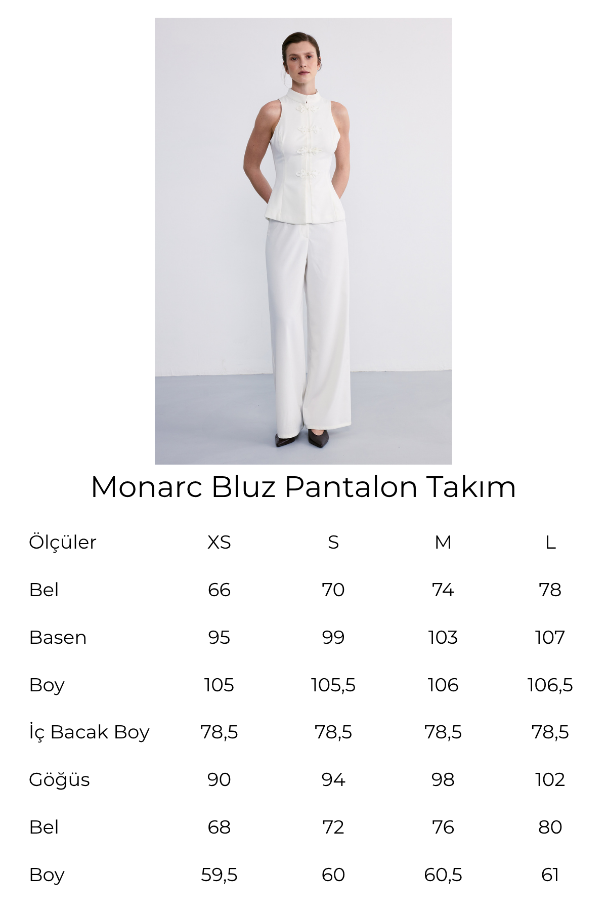 Monarc Bluz Pantolon Takım Ekru