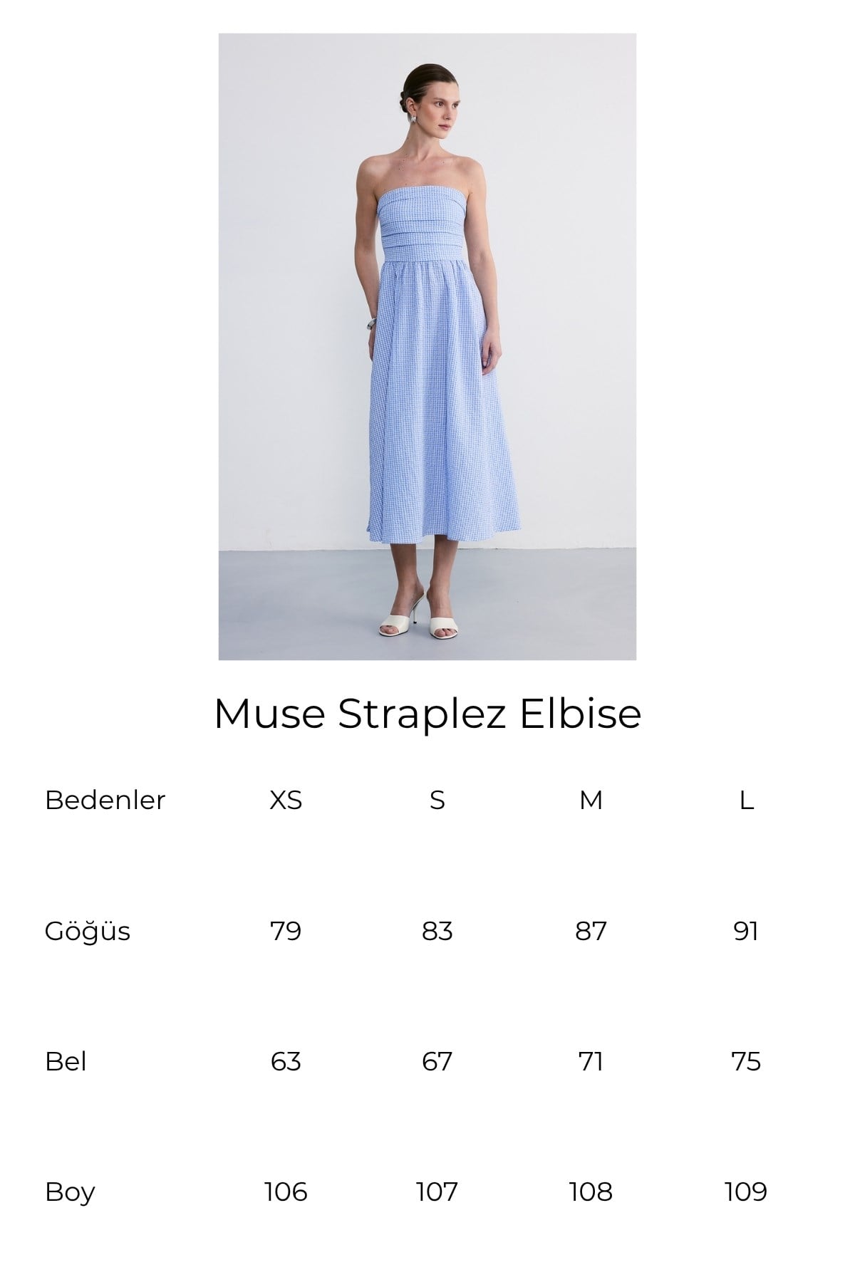 Muse Straplez Elbise Açık Mavi
