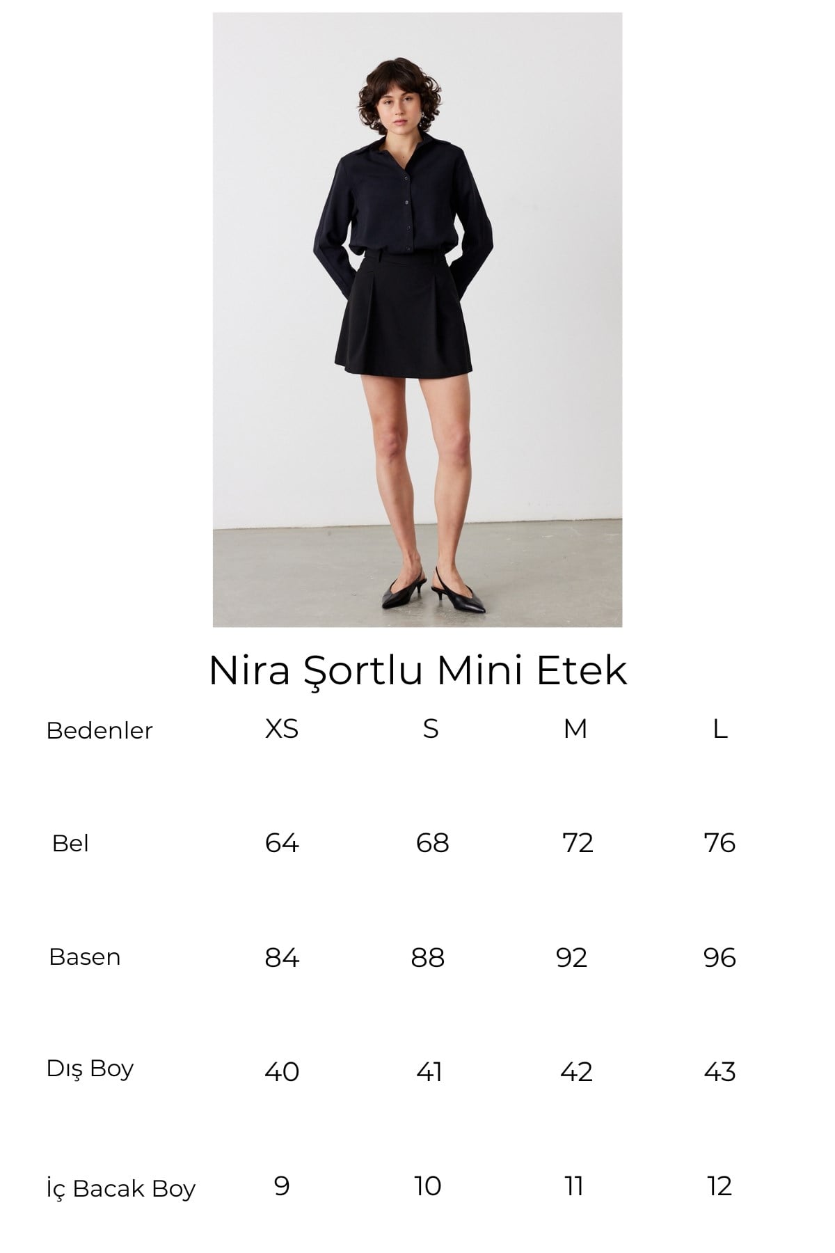Nira Şortlu Mini Etek Siyah