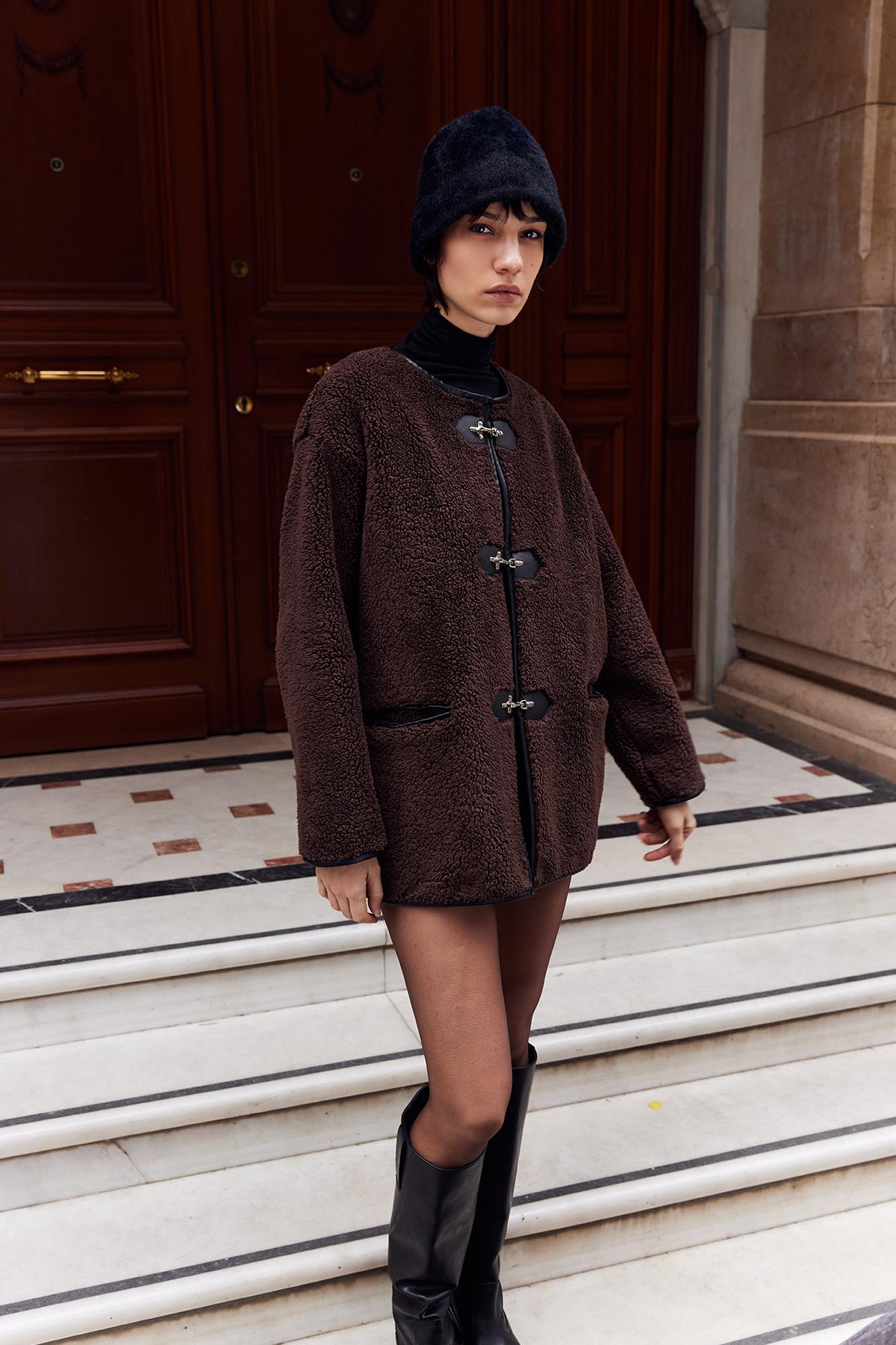 Noir Toggle Ceket Acı Kahve