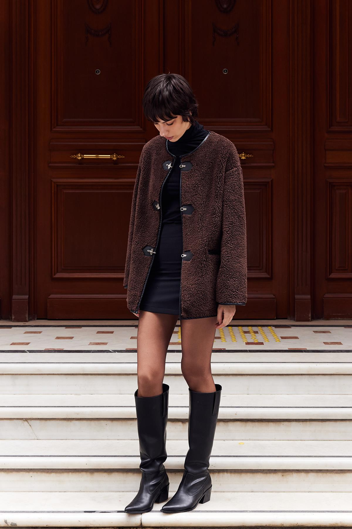 Noir Toggle Ceket Acı Kahve