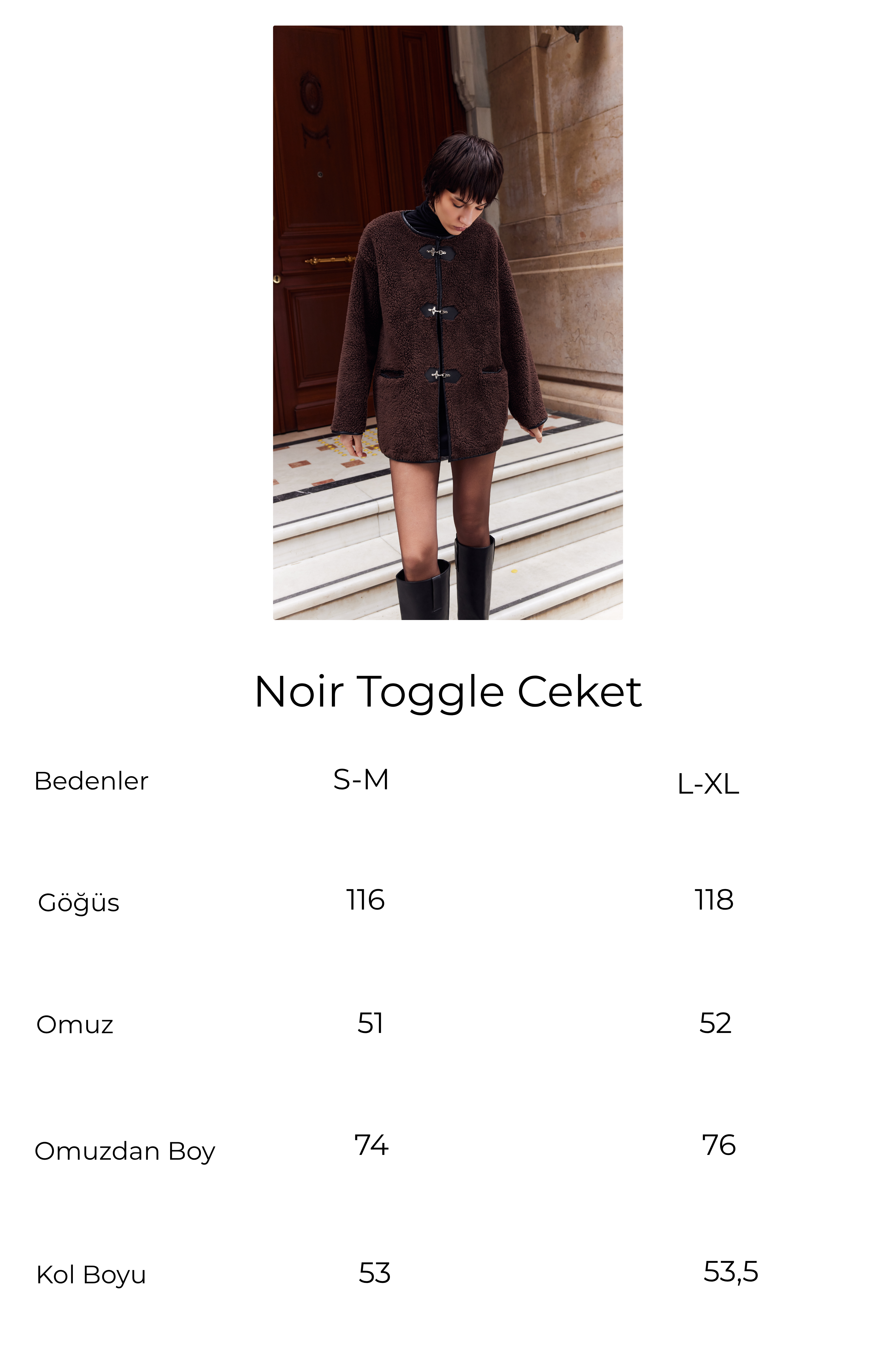 Noir Toggle Ceket Acı Kahve