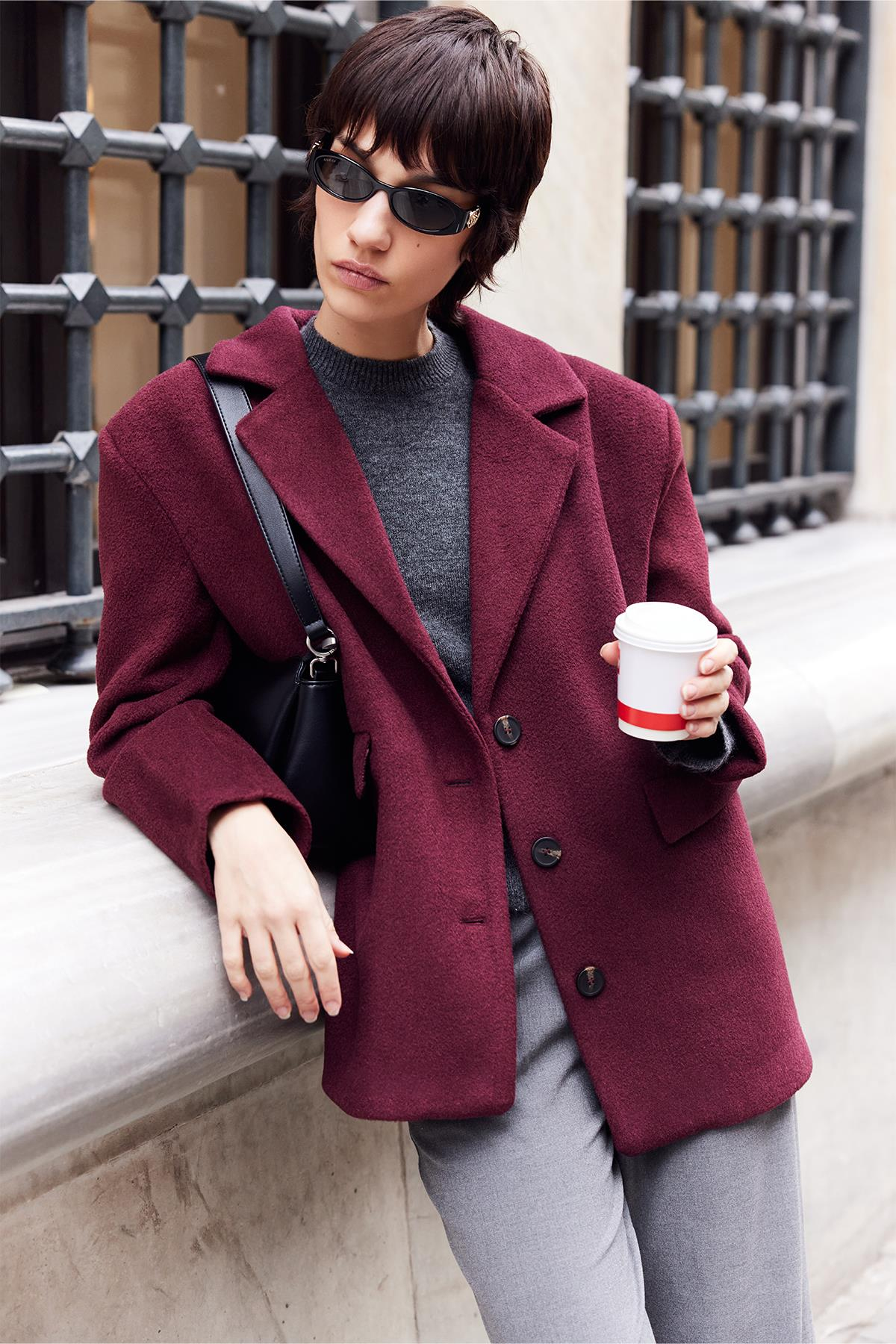 Nora Kaşe Blazer Mürdüm