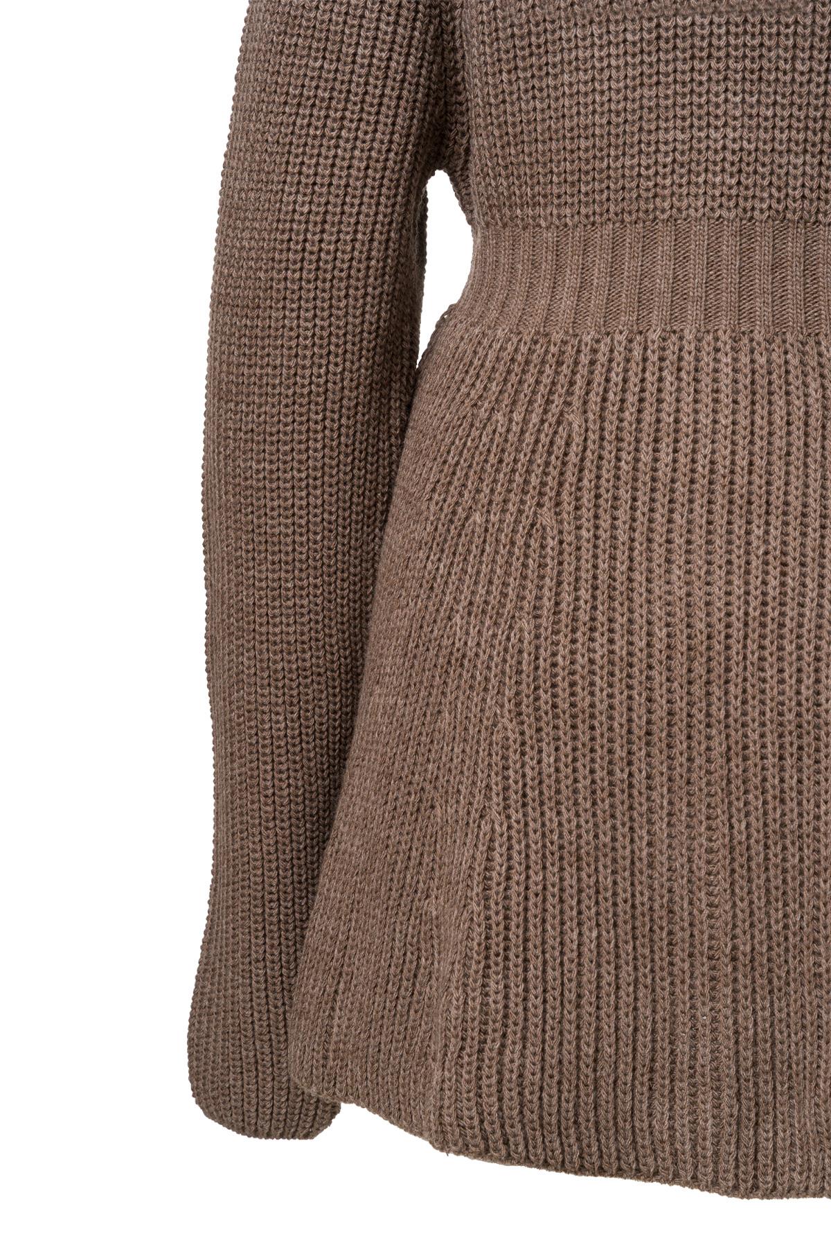 Önden Düğmeli Triko Elbise Vizon