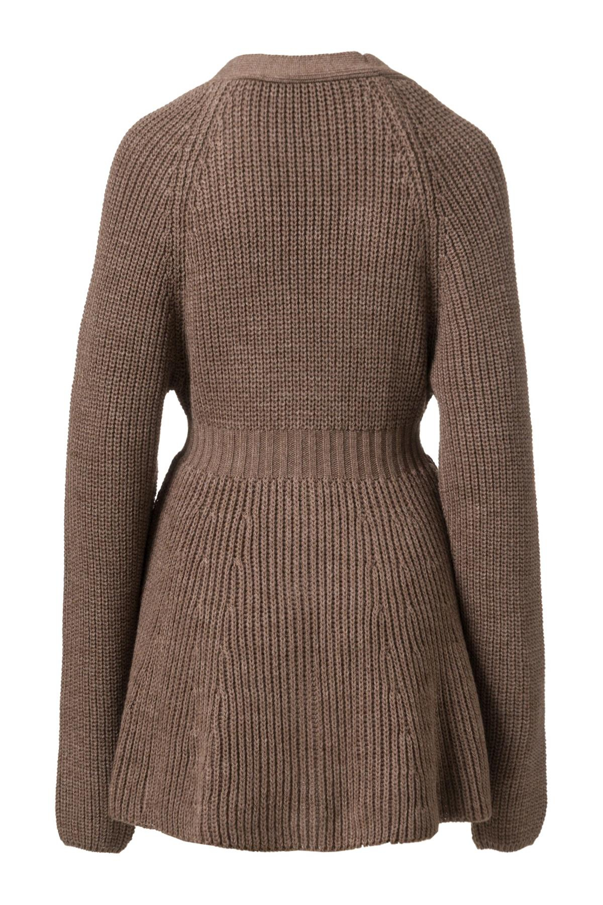 Önden Düğmeli Triko Elbise Vizon