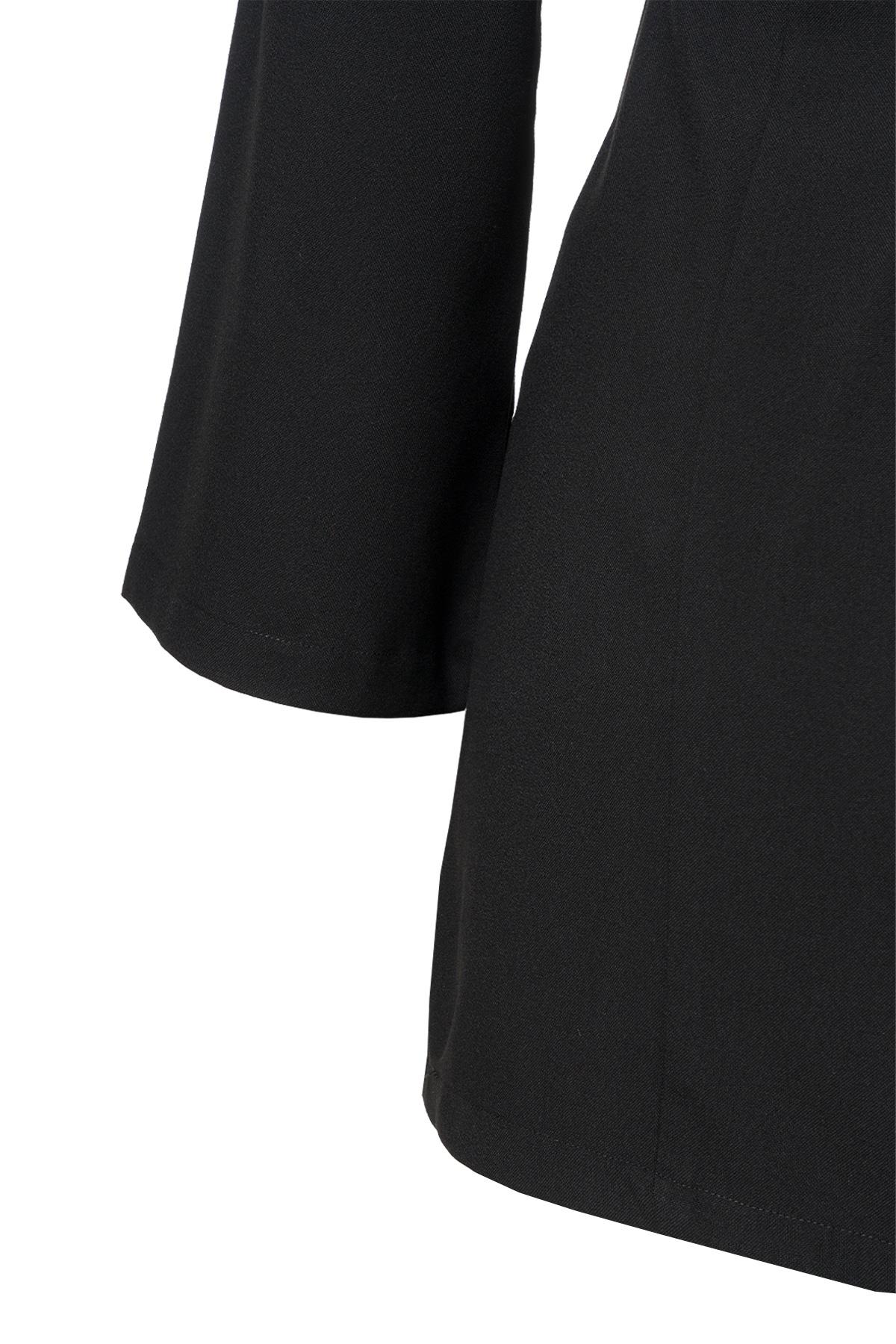 Önü biye Detay Mini Elbise Siyah