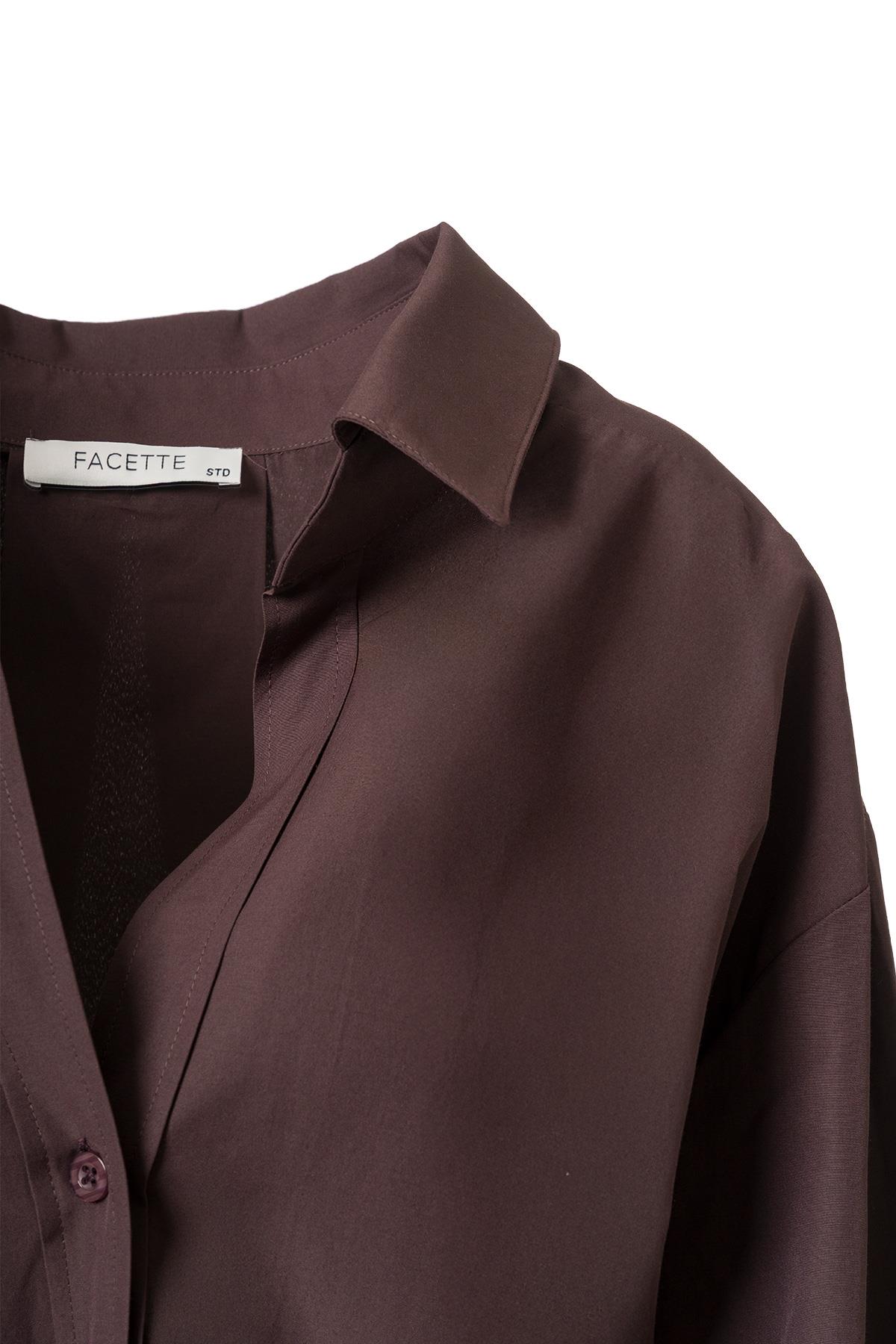 Oversize Poplin Gömlek Acı Kahve