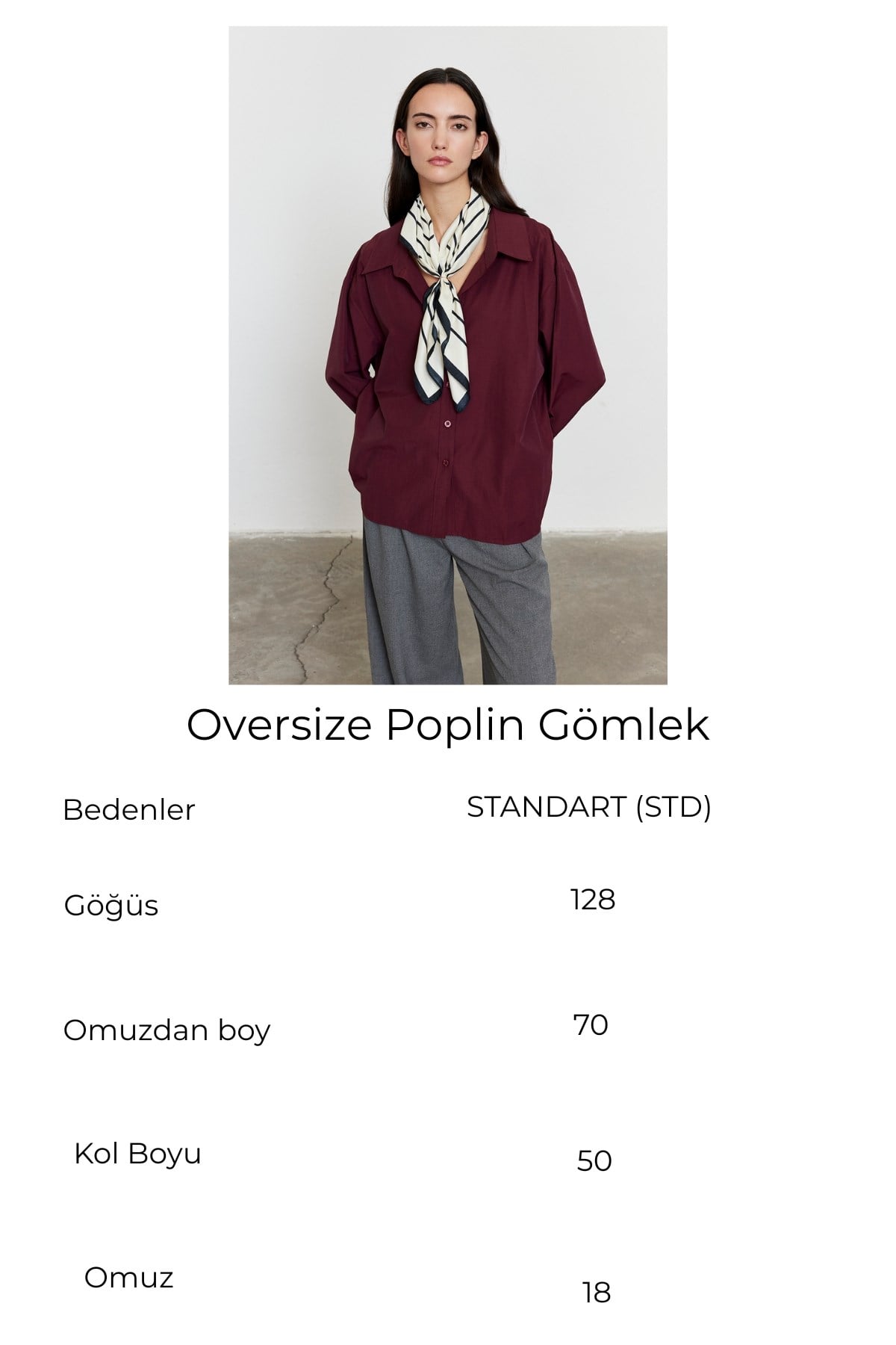 Oversize Poplin Gömlek Bordo